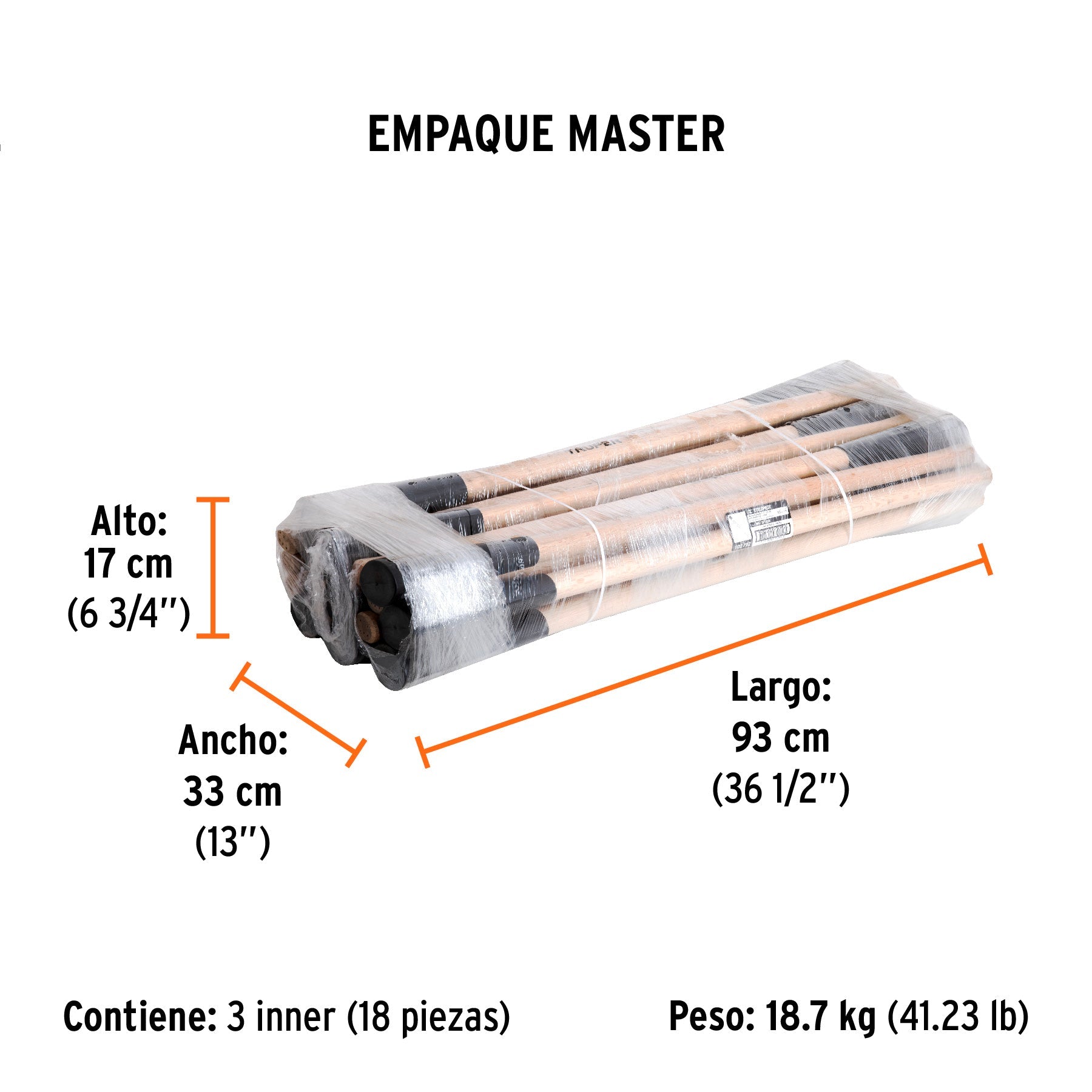Mango de madera 36" para zapapicos y talachos de 4 a 7 lb - Empaque