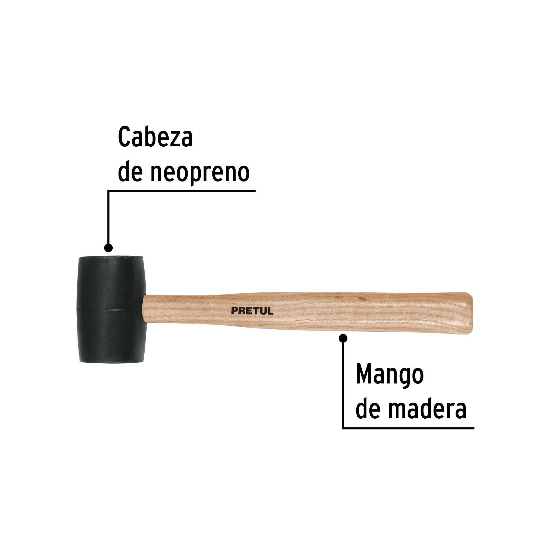 Mazo de hule, 16 oz, PRETUL