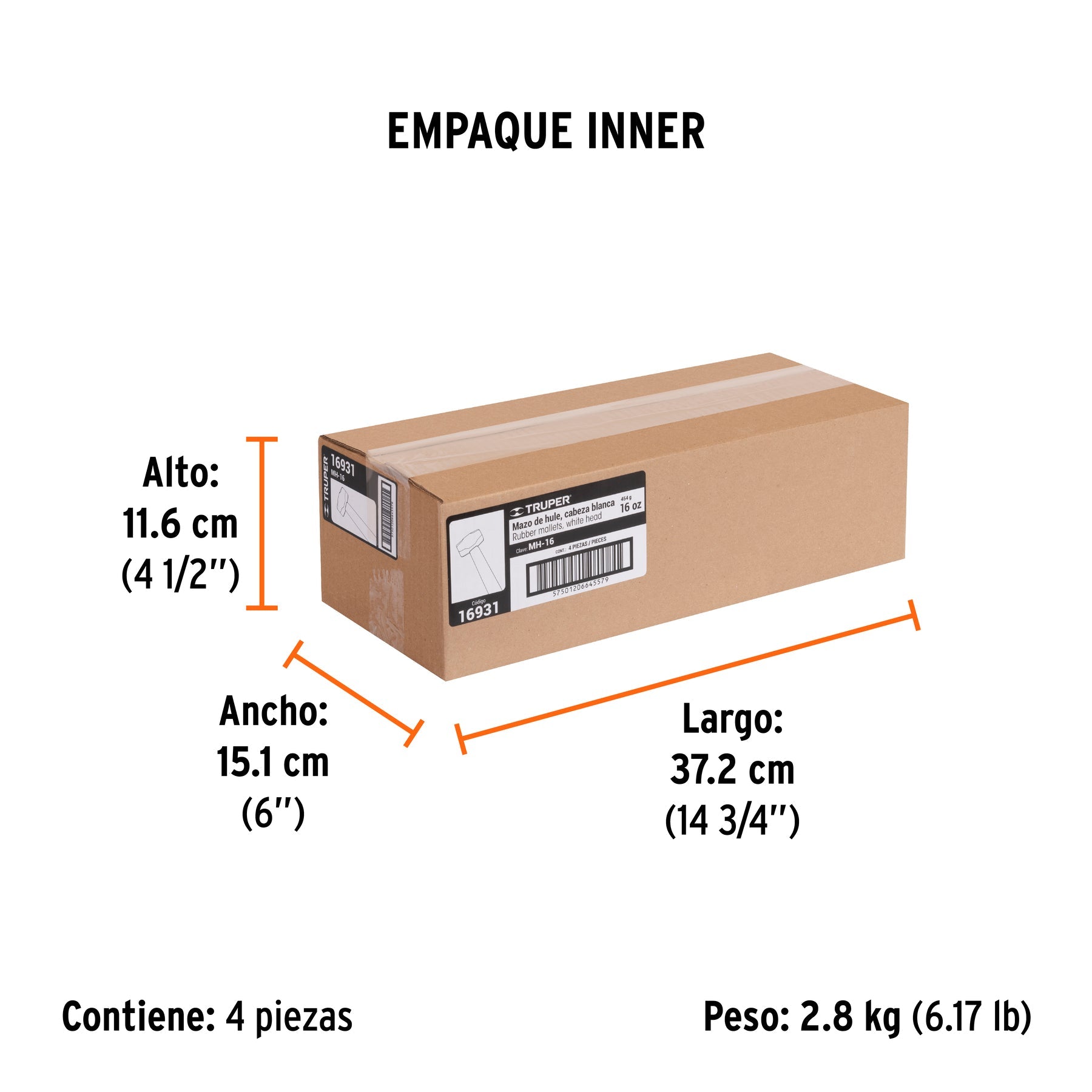Mazo de hule 16 oz, TRUPER - Empaque