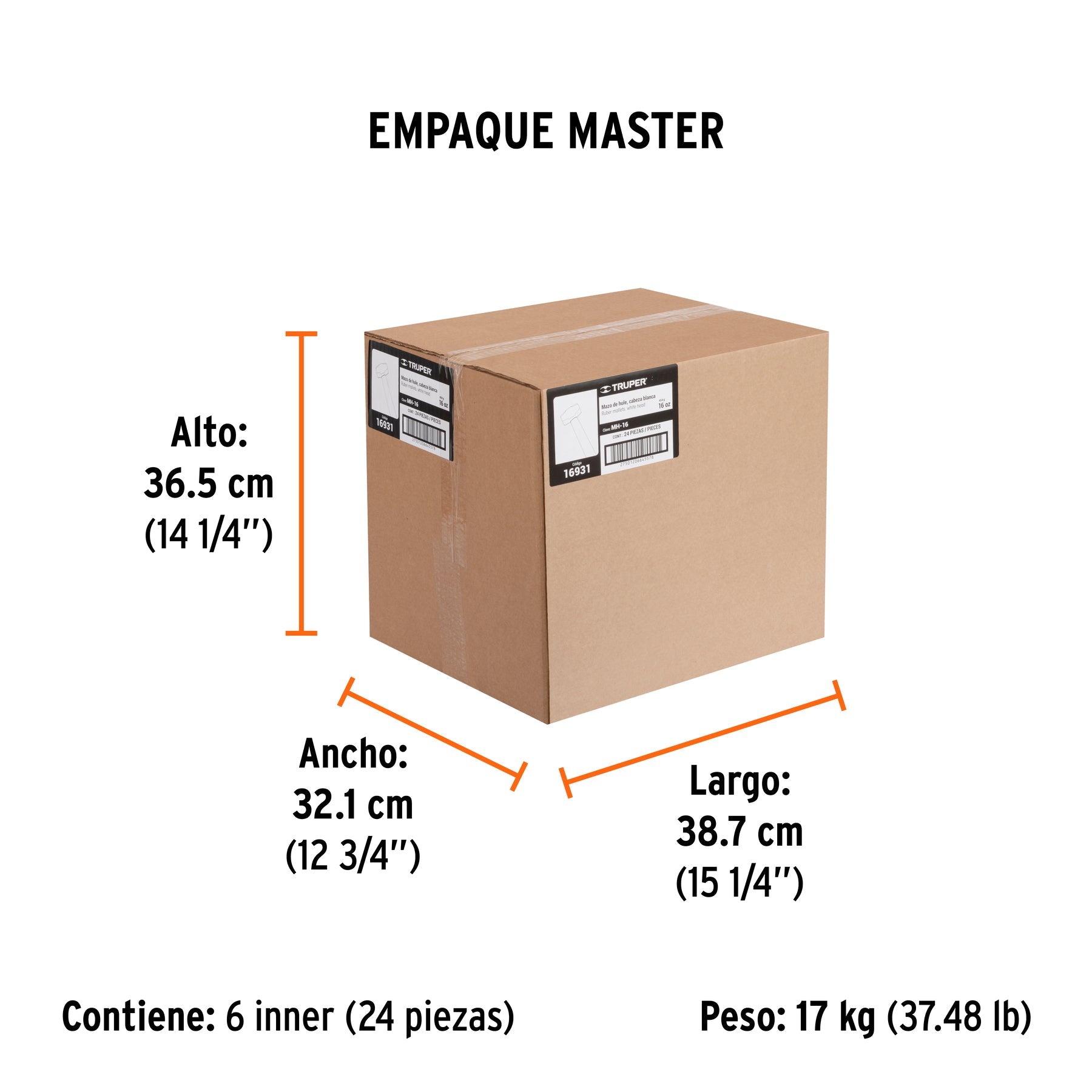 Mazo de hule 16 oz, TRUPER - Empaque