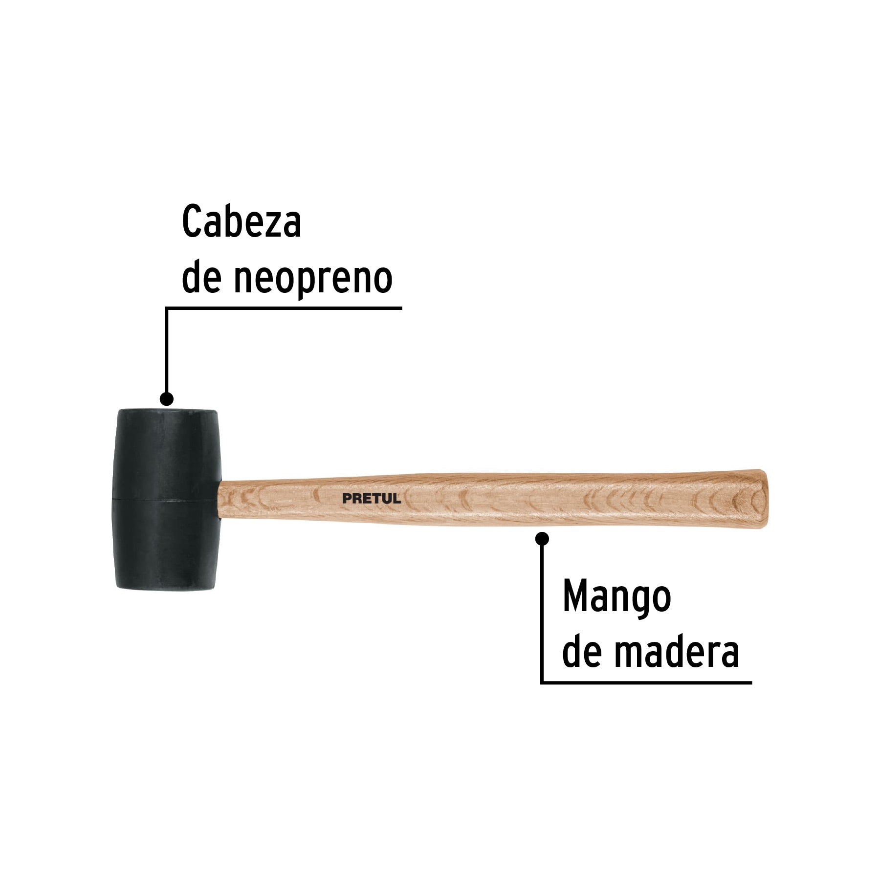 Mazo de hule, 24 oz, PRETUL