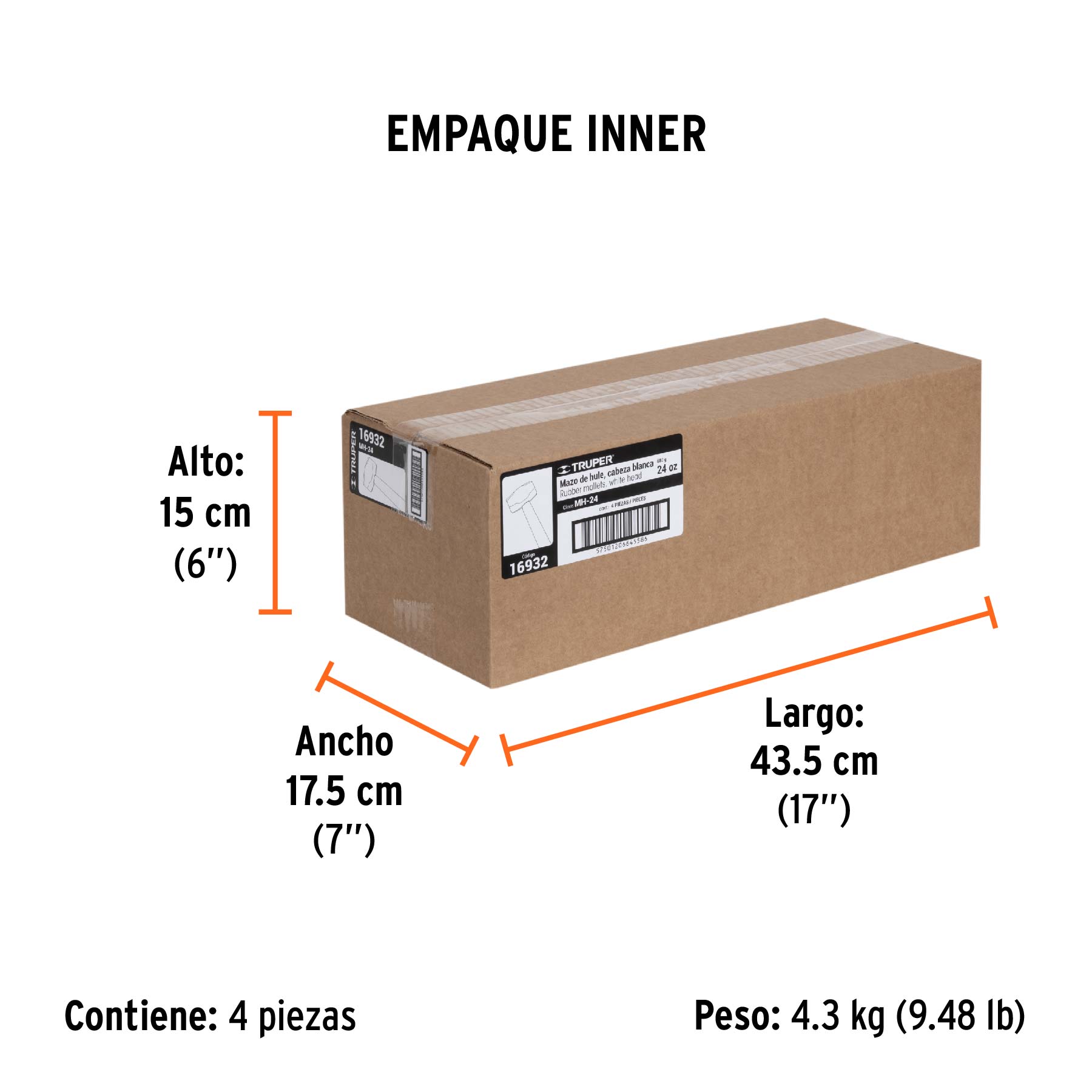 Mazo de hule 24 oz, TRUPER - Empaque