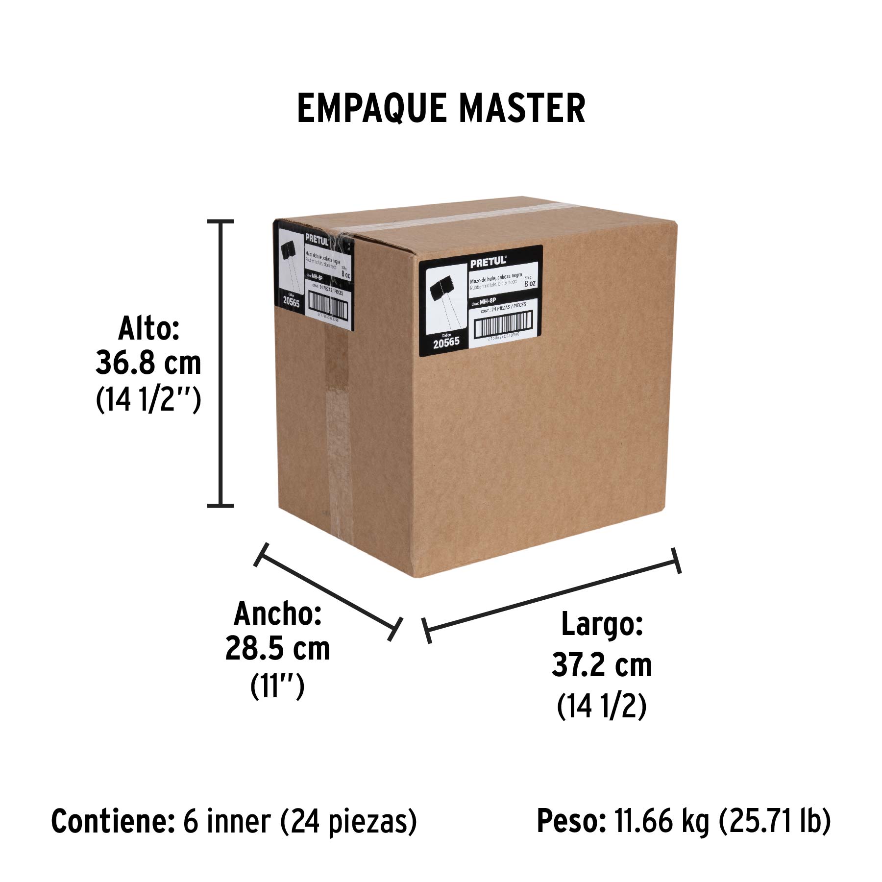 Mazo de hule, 8 oz, PRETUL - Empaque