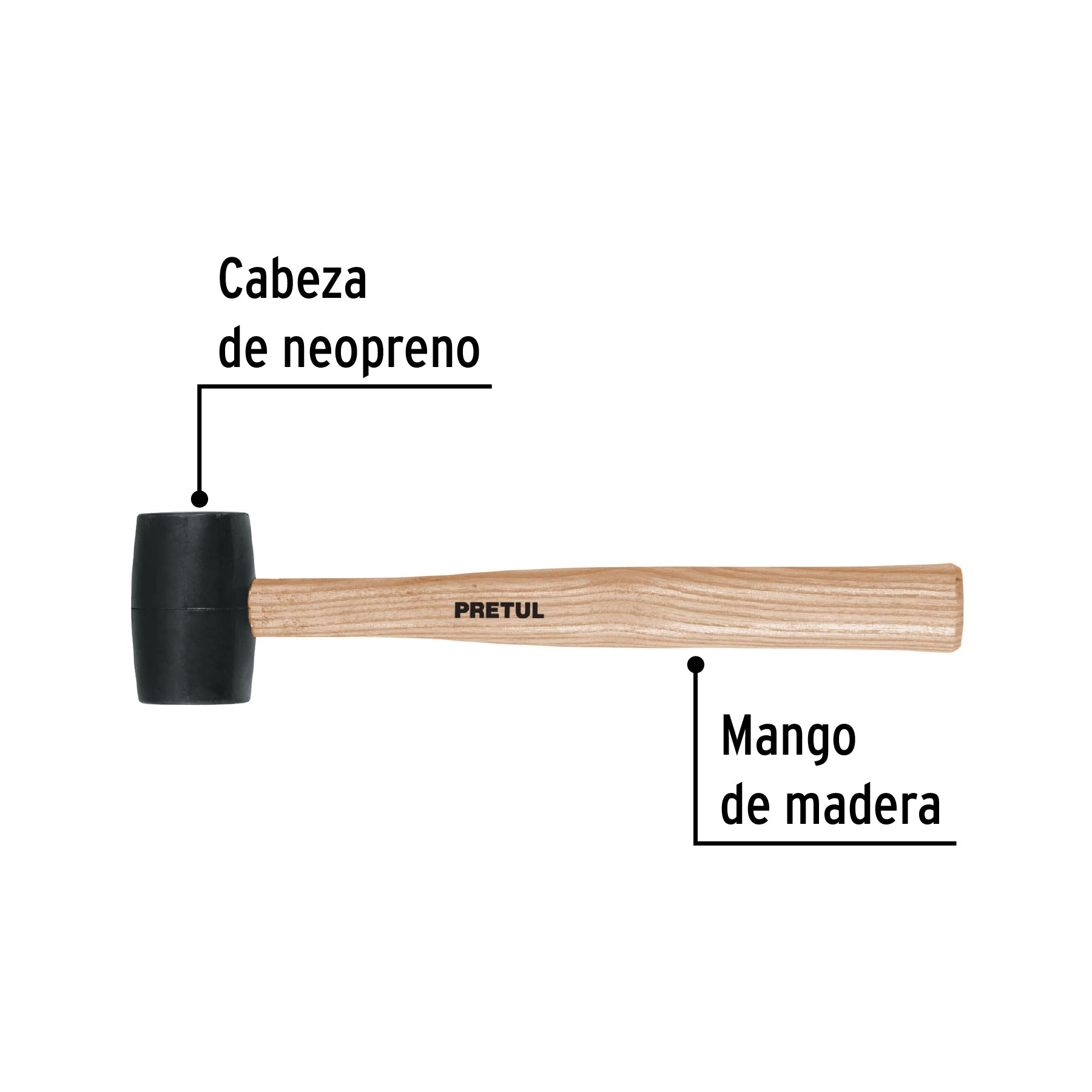 Mazo de hule, 8 oz, PRETUL