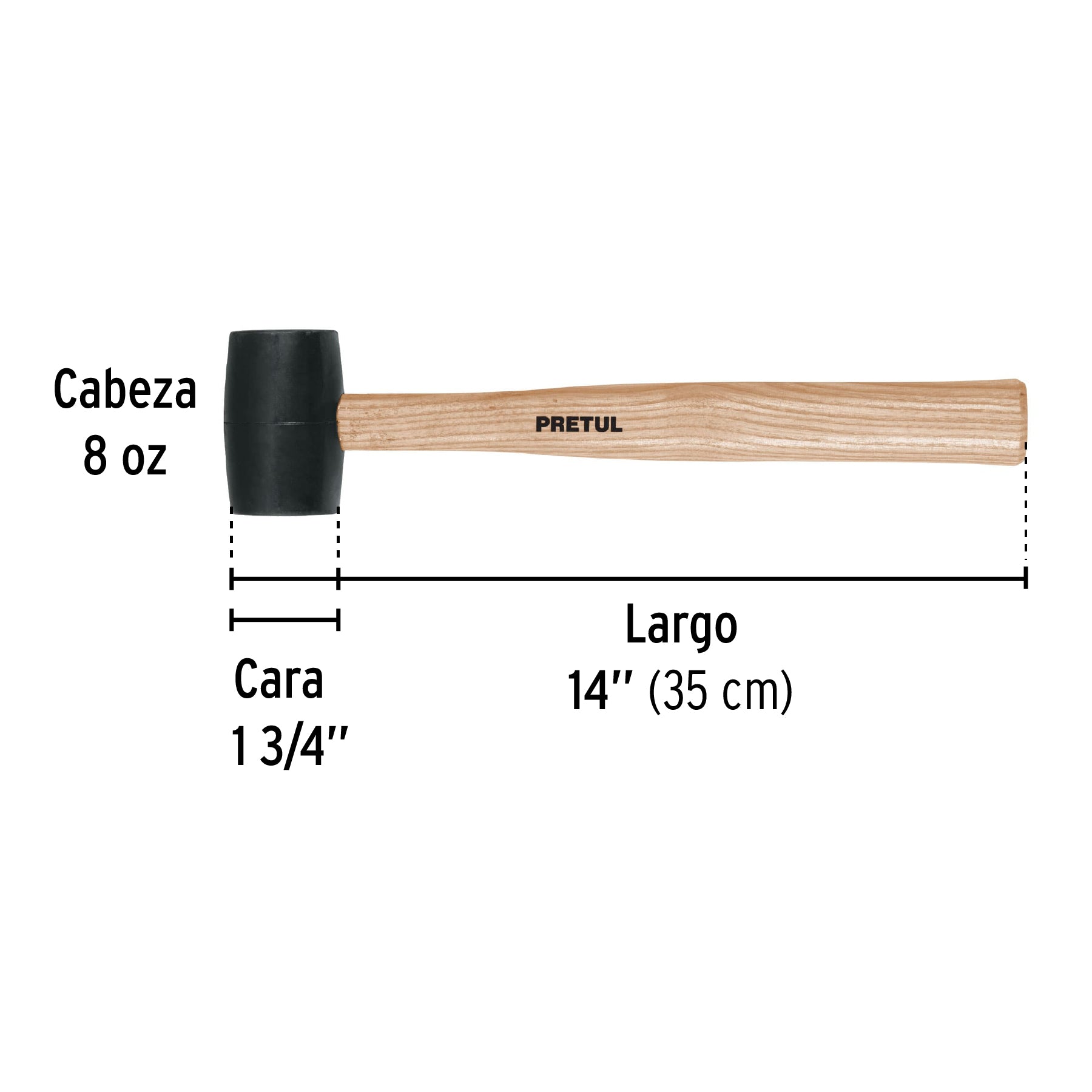 Mazo de hule, 8 oz, PRETUL