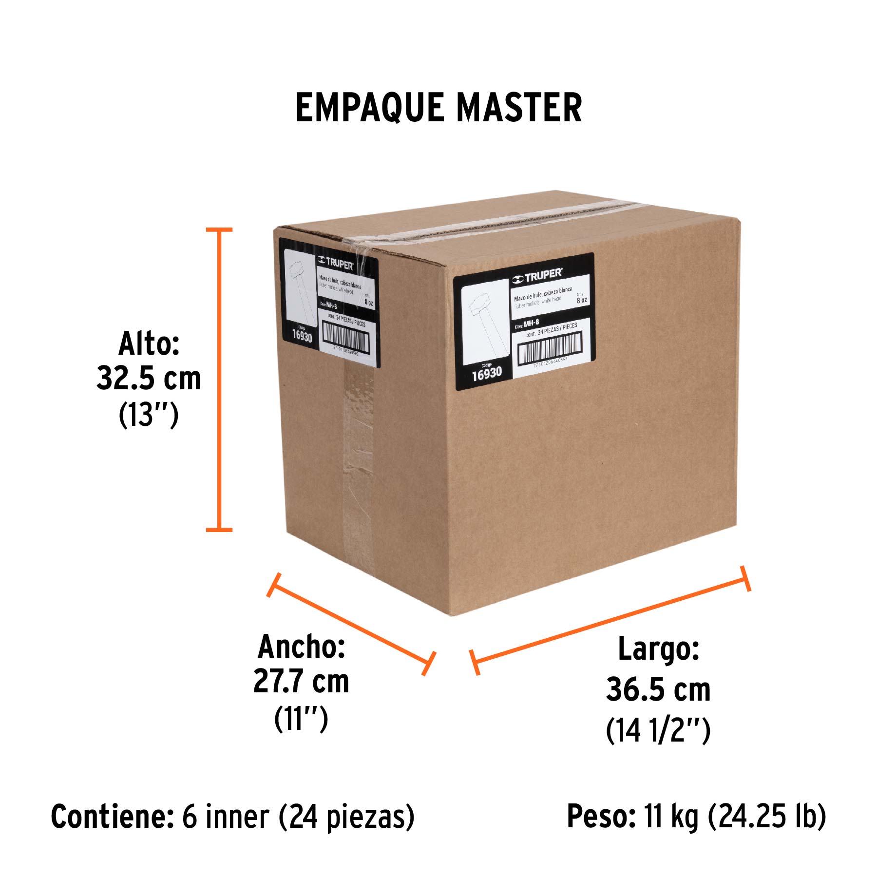 Mazo de hule 8 oz, TRUPER - Empaque