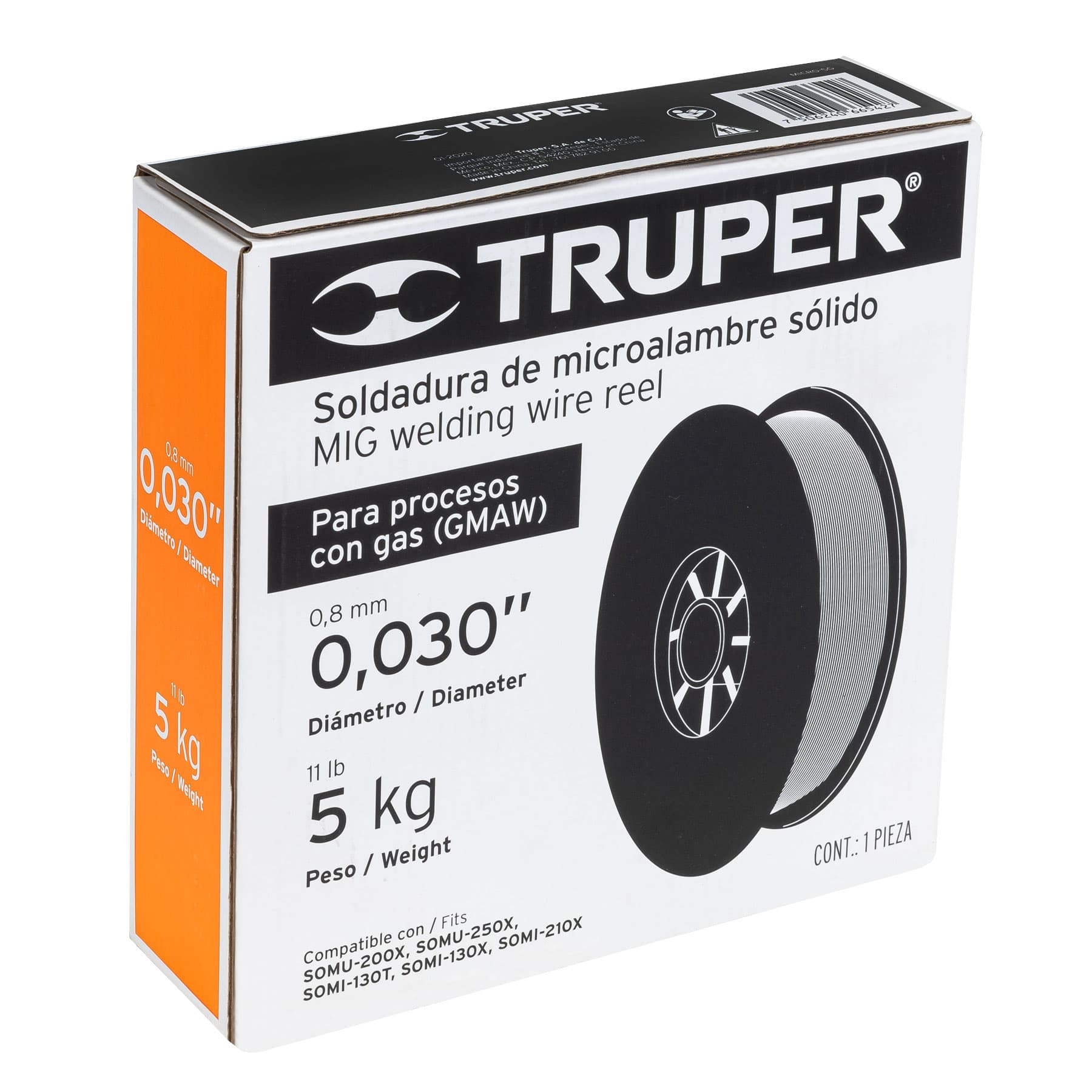 Caja con 5 kg de microalambre sólido para procesos con gas
