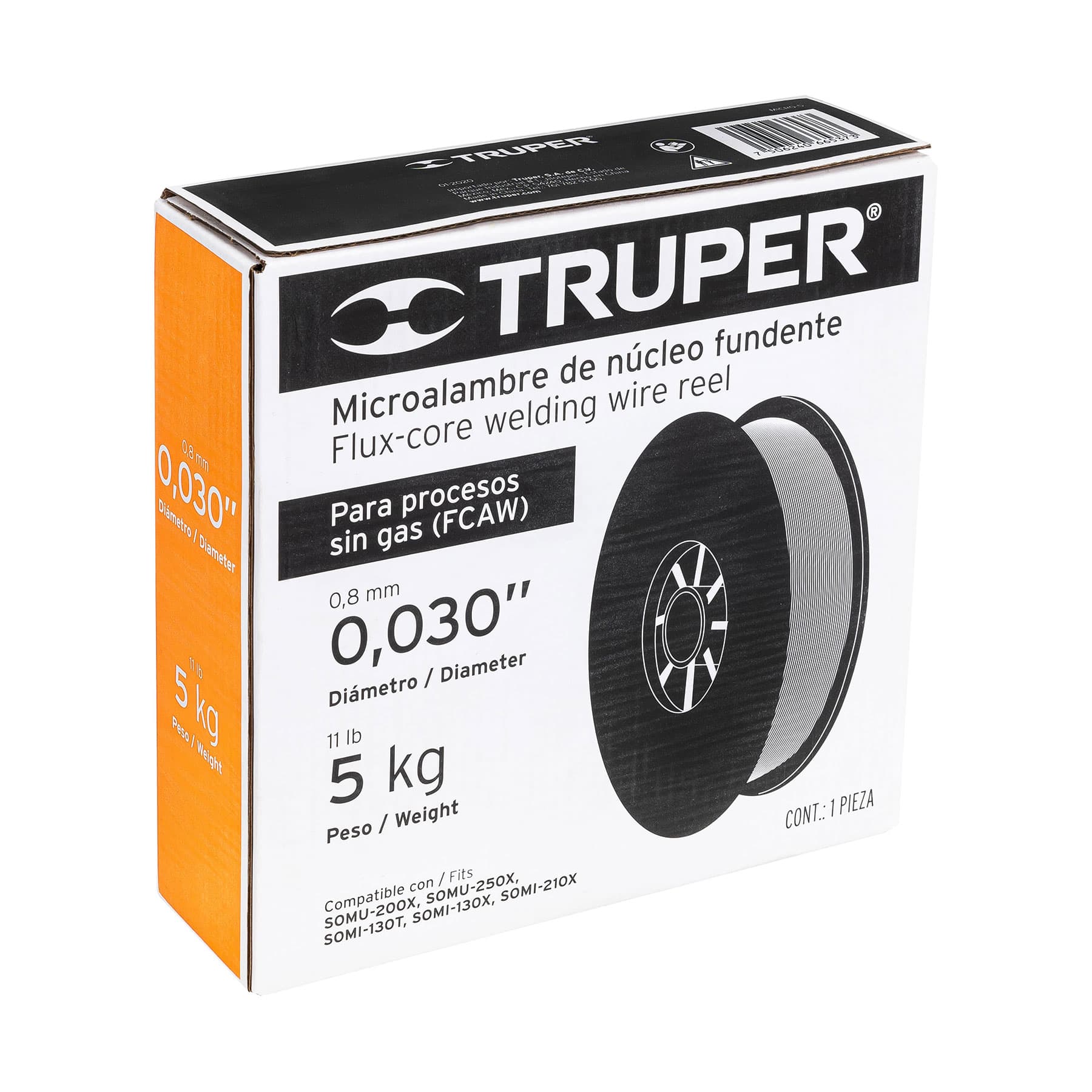Caja 5 kg de microalambre de núcleo fundente, .030", TRUPER