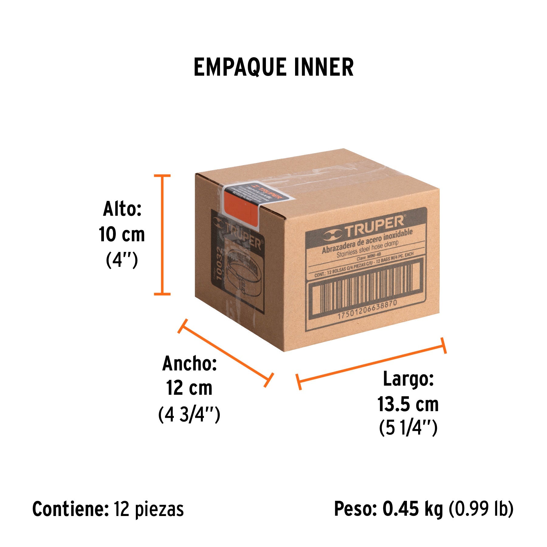 Bolsa c/4 mini abrazaderas sin fin 4, 3/8"- 5/8", TRUPER - Empaque