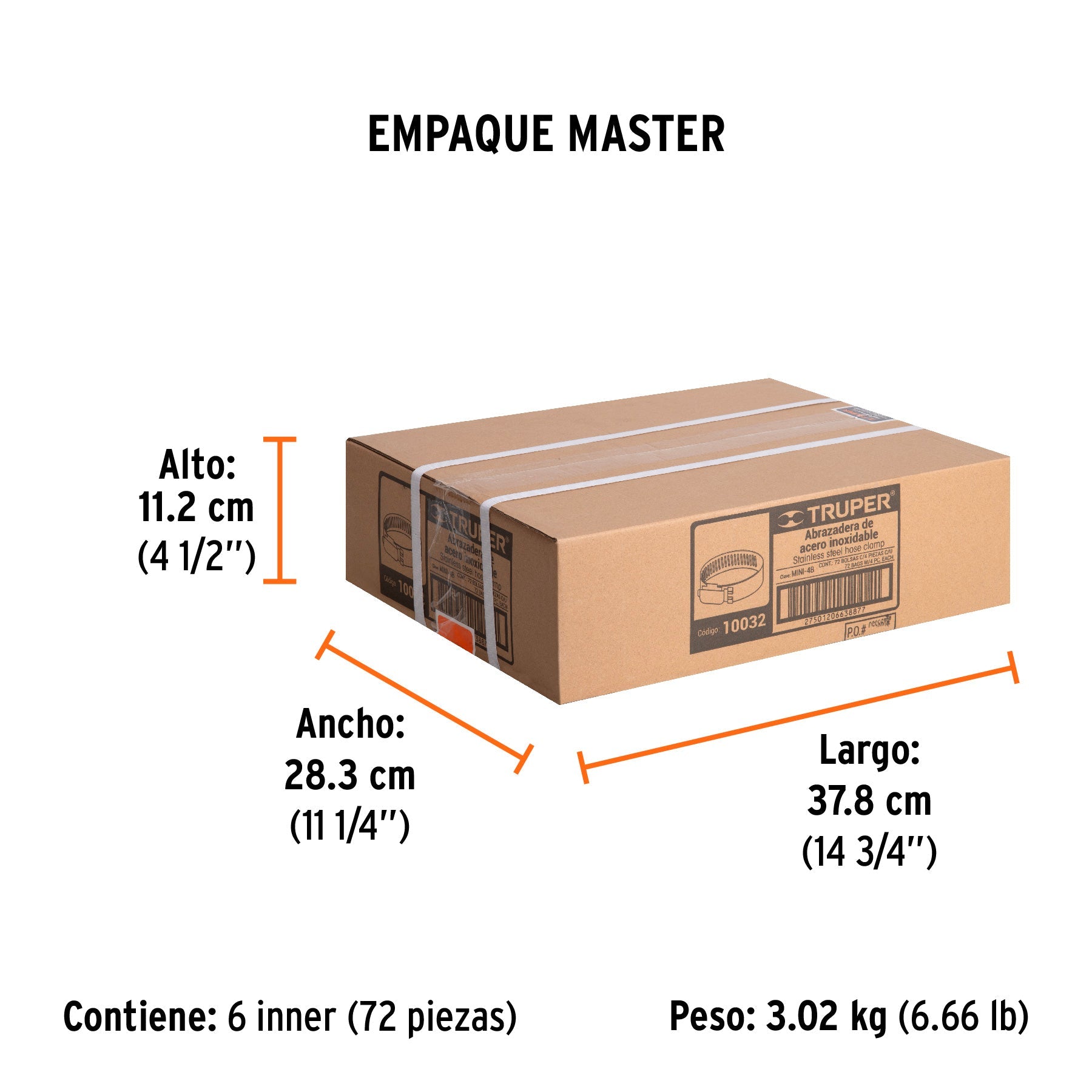 Bolsa c/4 mini abrazaderas sin fin 4, 3/8"- 5/8", TRUPER - Empaque