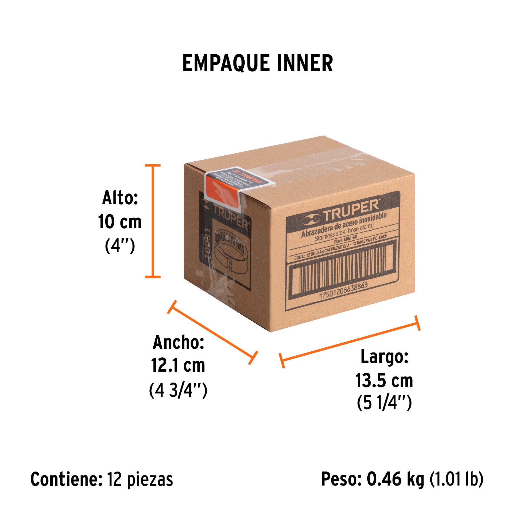 Bolsa c/4 mini abrazaderas sin fin 6, 1/2 - 3/4", TRUPER - Empaque