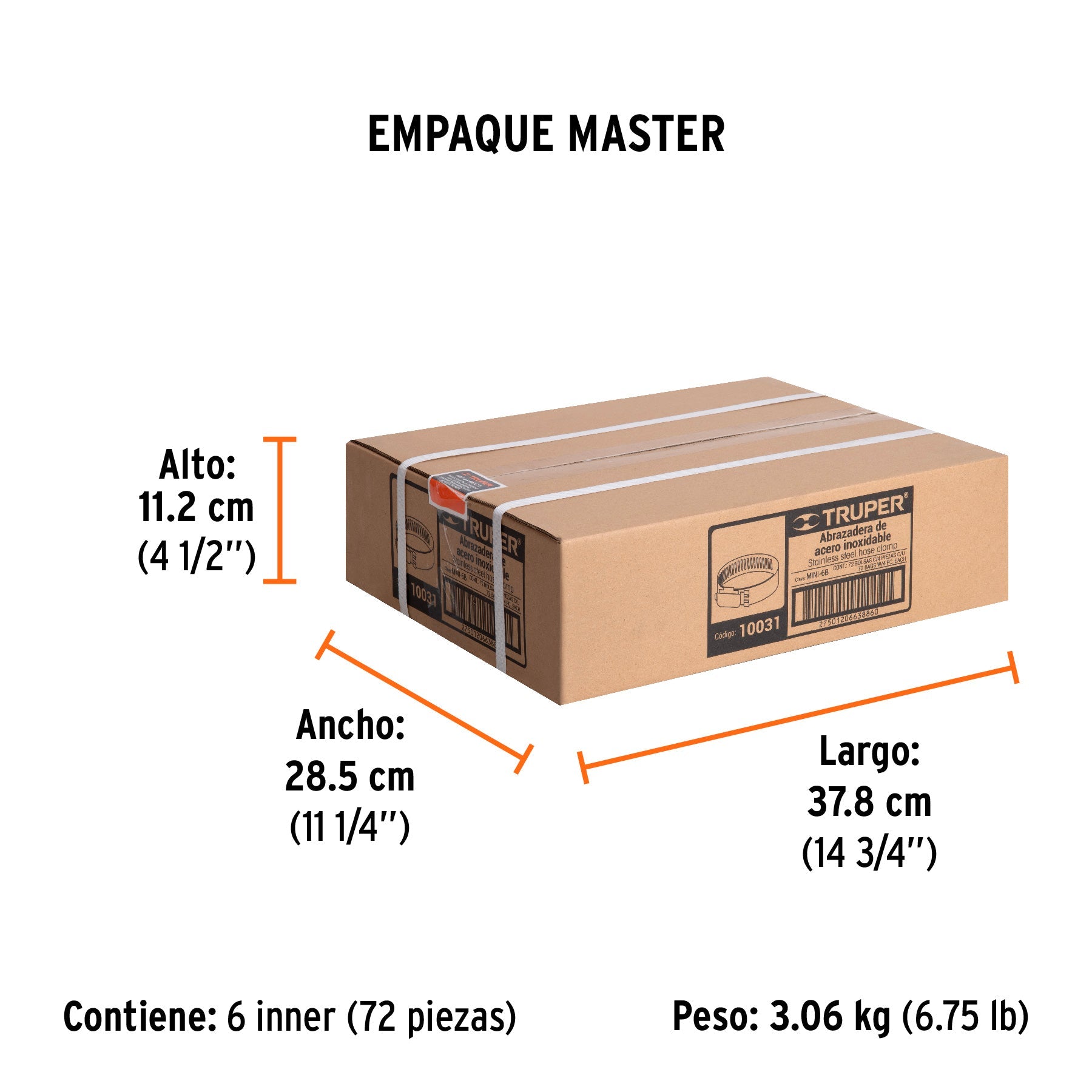 Bolsa c/4 mini abrazaderas sin fin 6, 1/2 - 3/4", TRUPER - Empaque