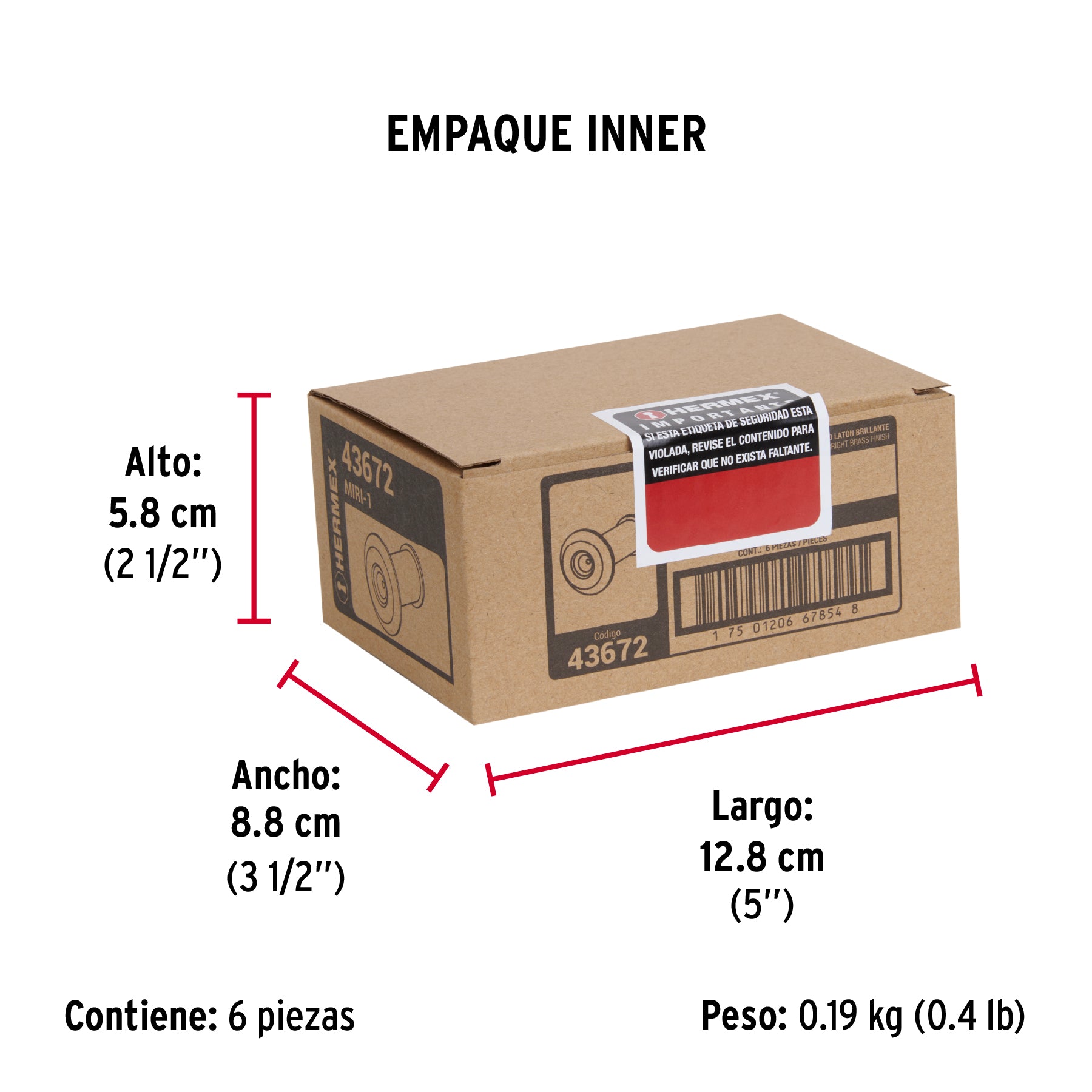 Mirilla de seguridad acabado latón, HERMEX - Empaque