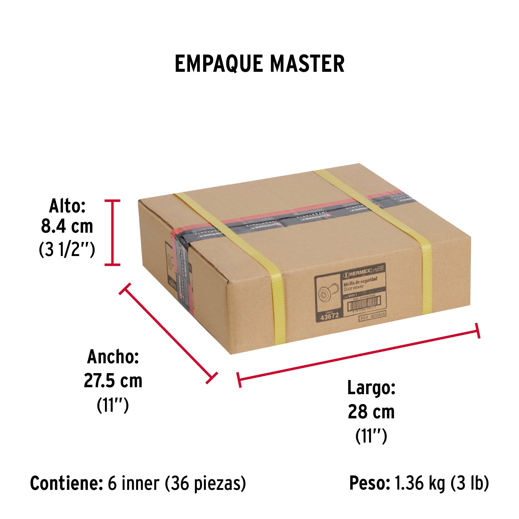Mirilla de seguridad acabado latón, HERMEX - Empaque