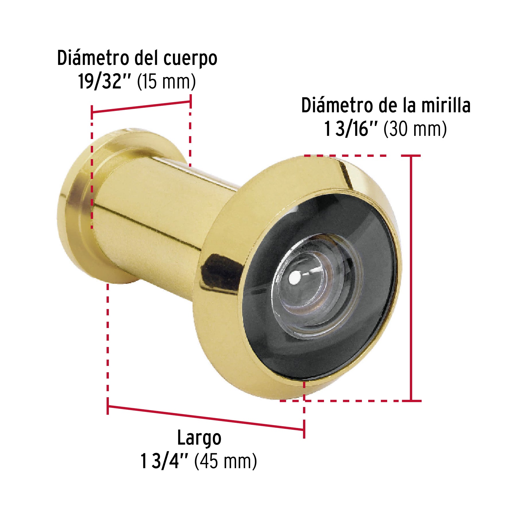 Mirilla de seguridad acabado latón, HERMEX