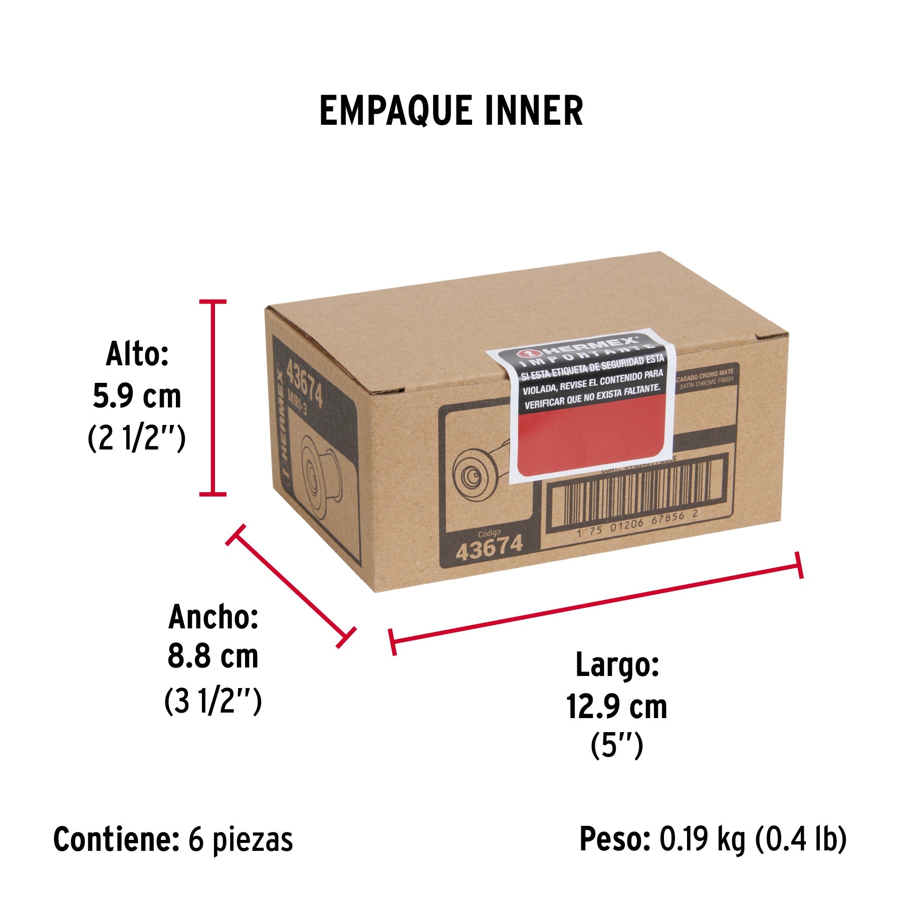 Mirilla de seguridad acabado cromo mate, HERMEX - Empaque
