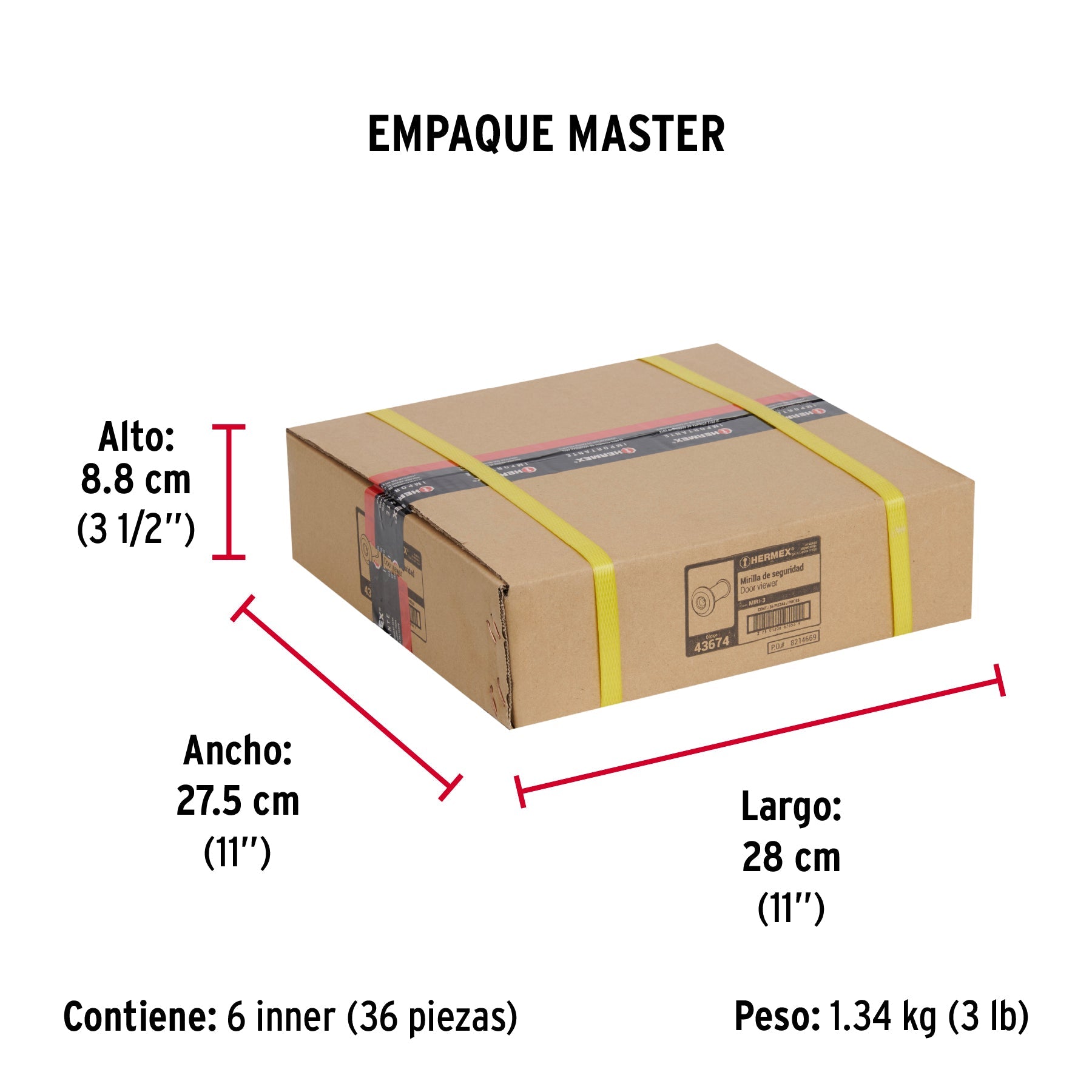 Mirilla de seguridad acabado cromo mate, HERMEX - Empaque