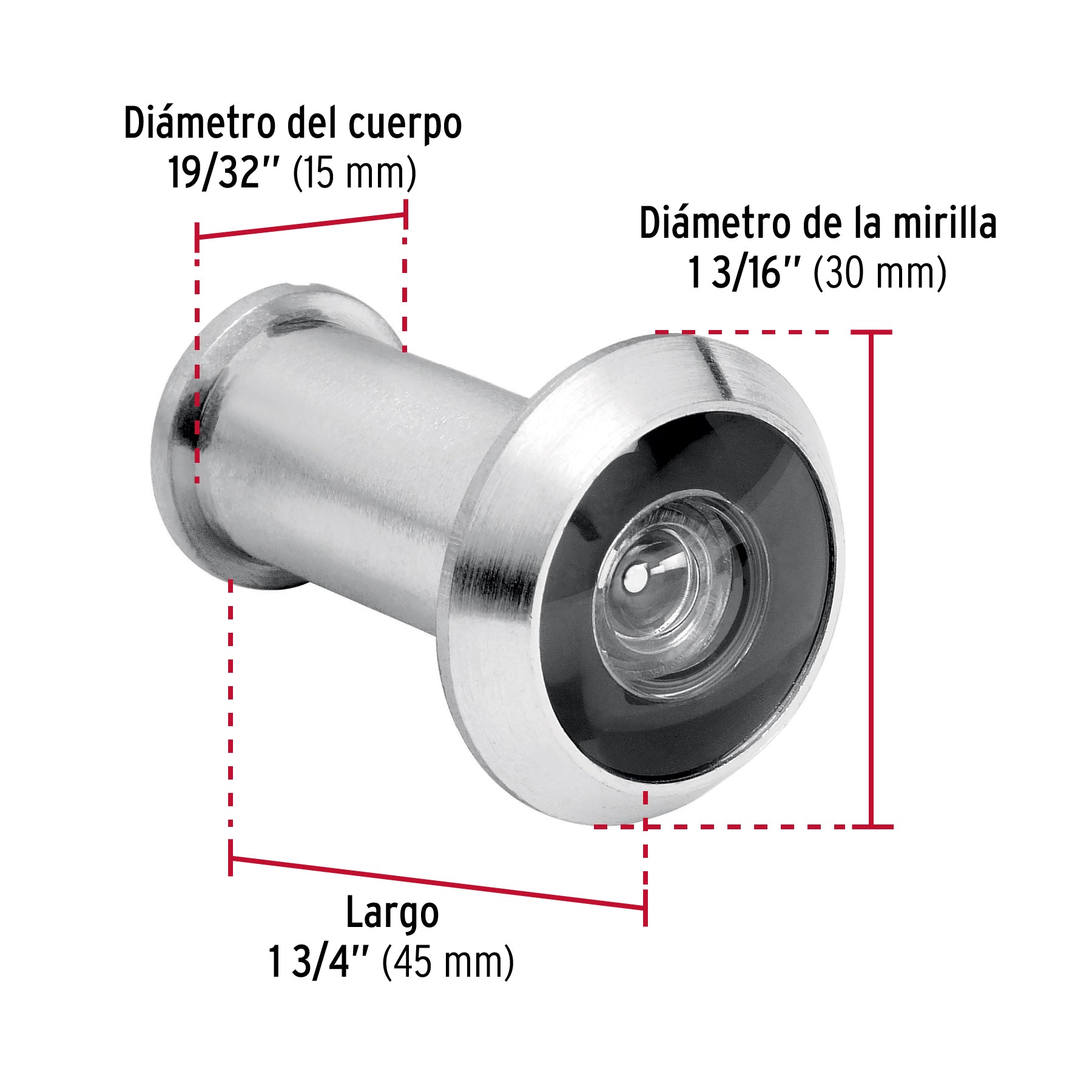 Mirilla de seguridad acabado cromo mate, HERMEX