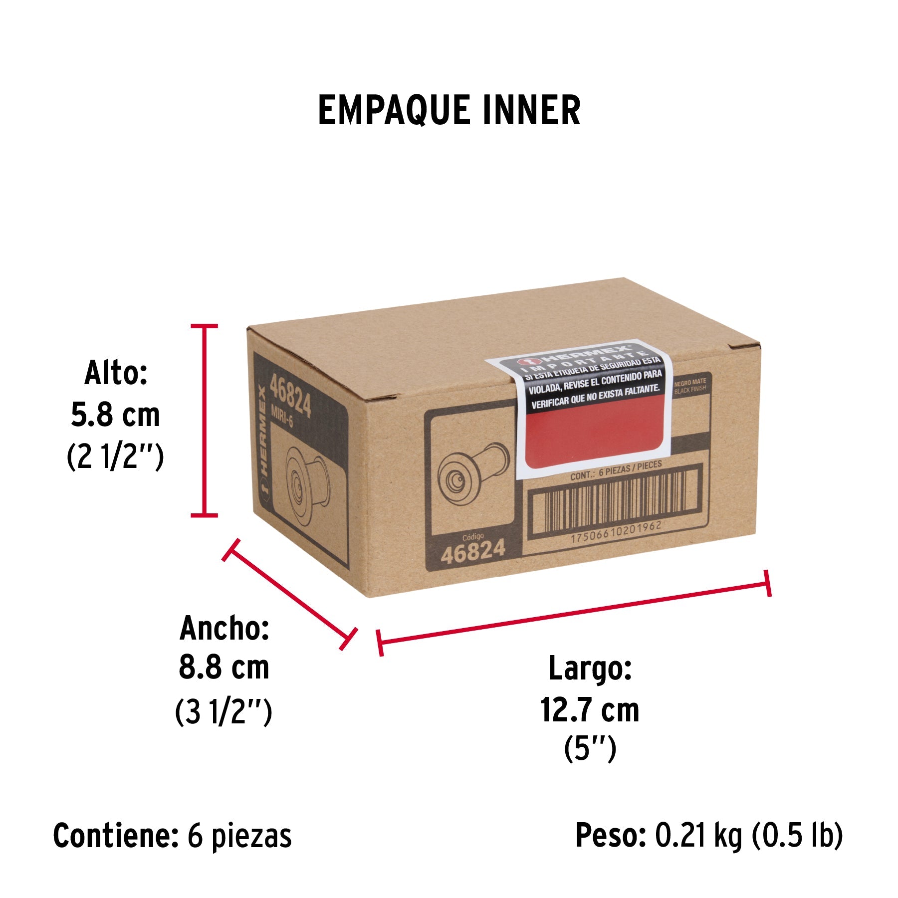 Mirilla seguridad acabado negro, HERMEX - Empaque