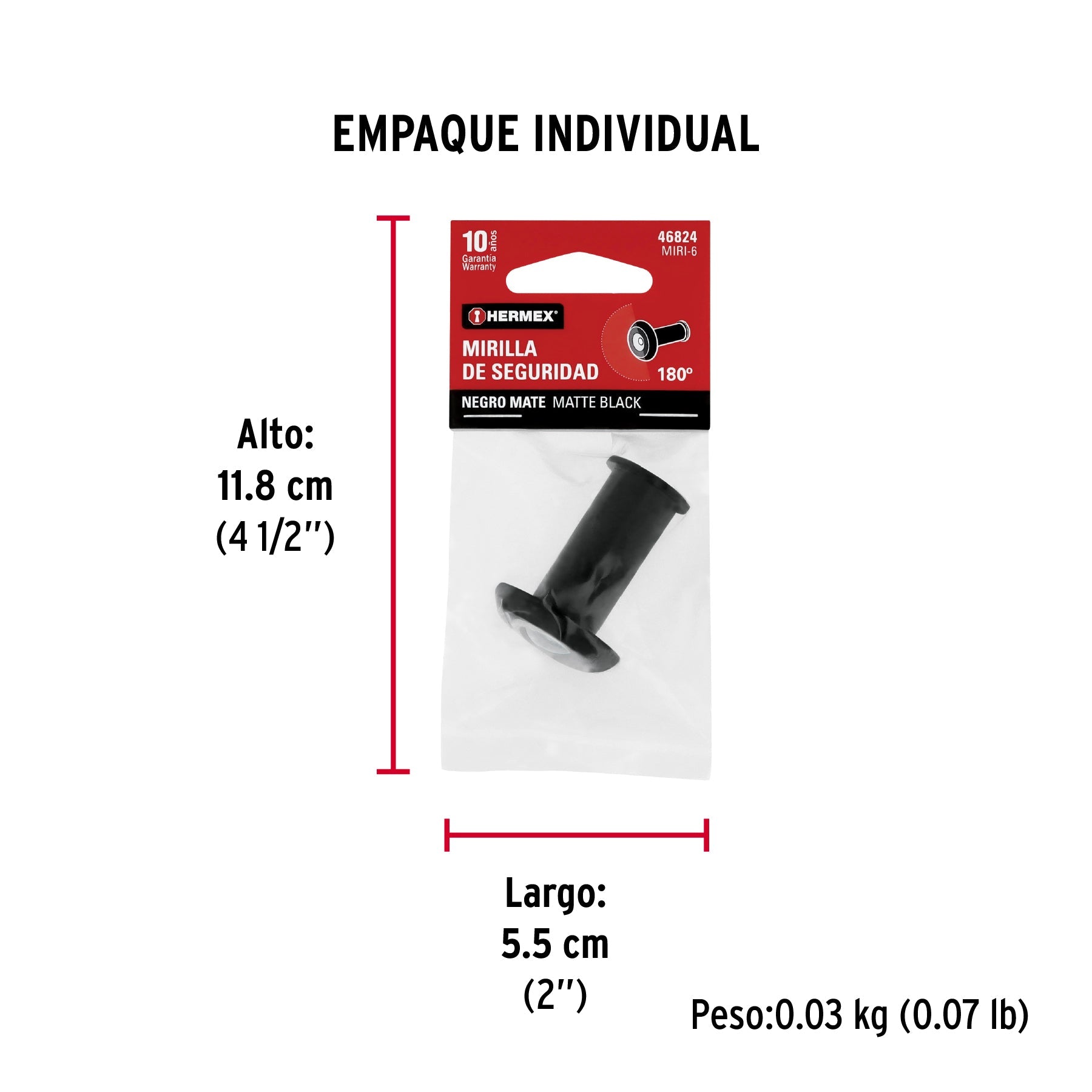 Mirilla seguridad acabado negro, HERMEX - Empaque