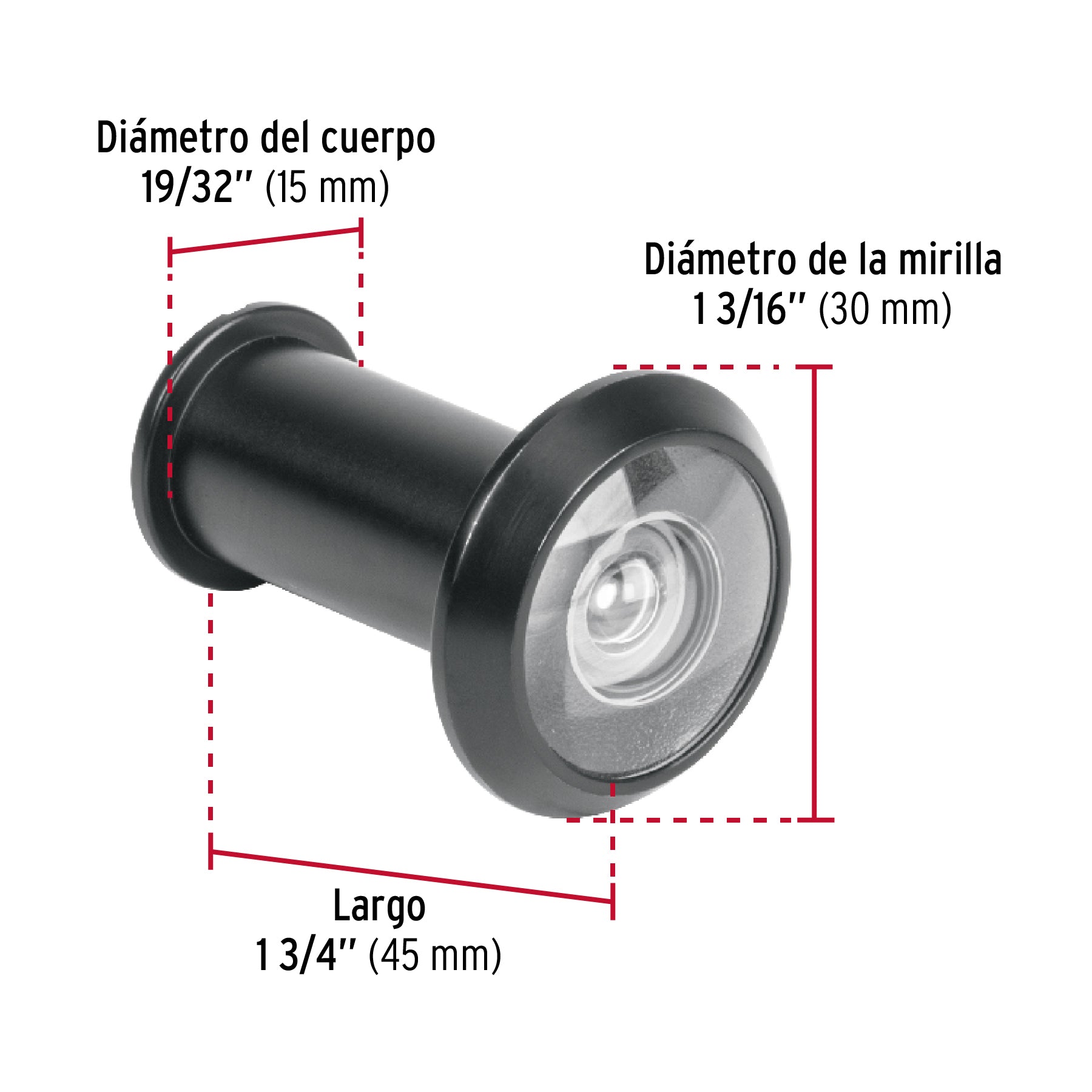 Mirilla seguridad acabado negro, HERMEX
