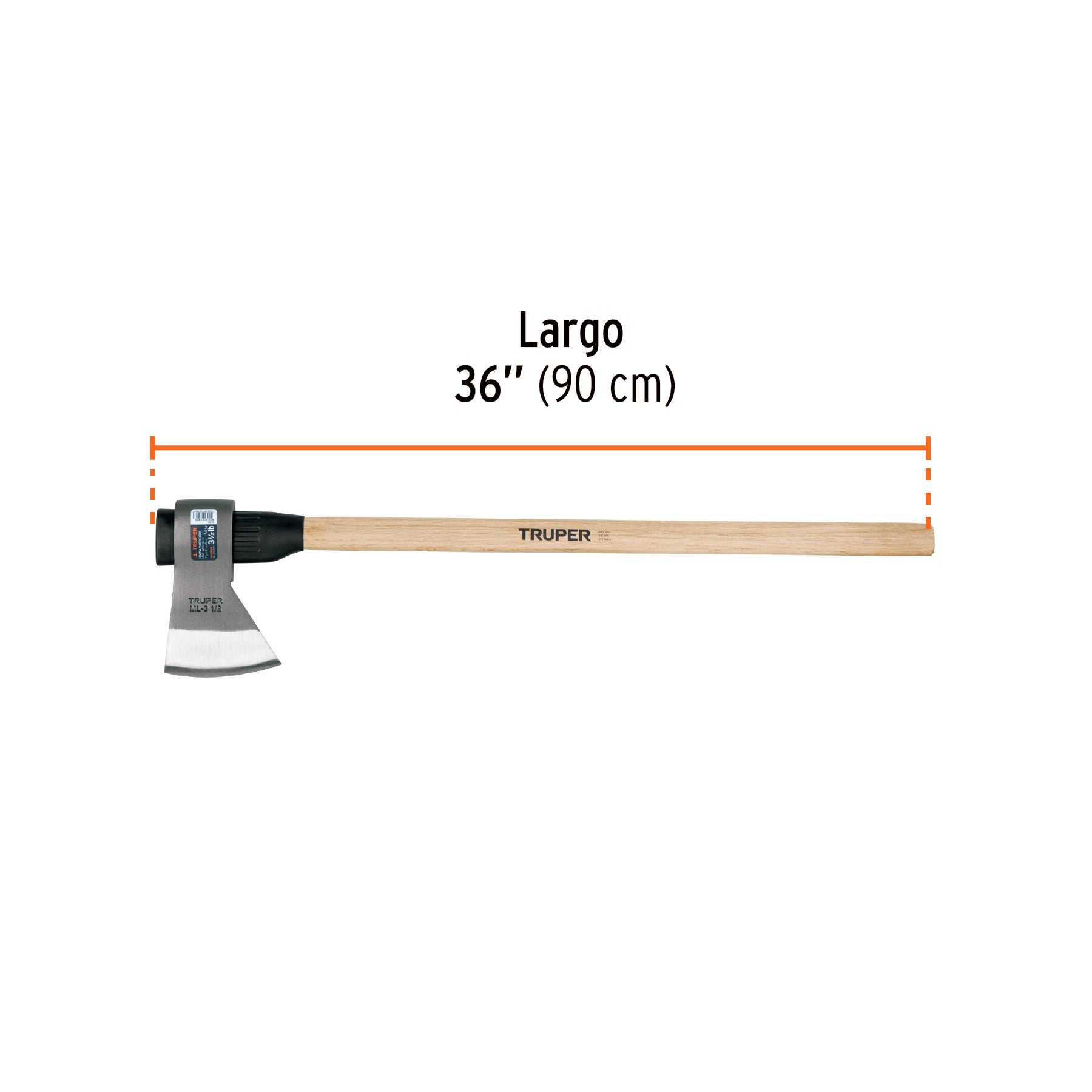 Hacha media labor 3-1/2 lb, mango de madera 36", TRUPER