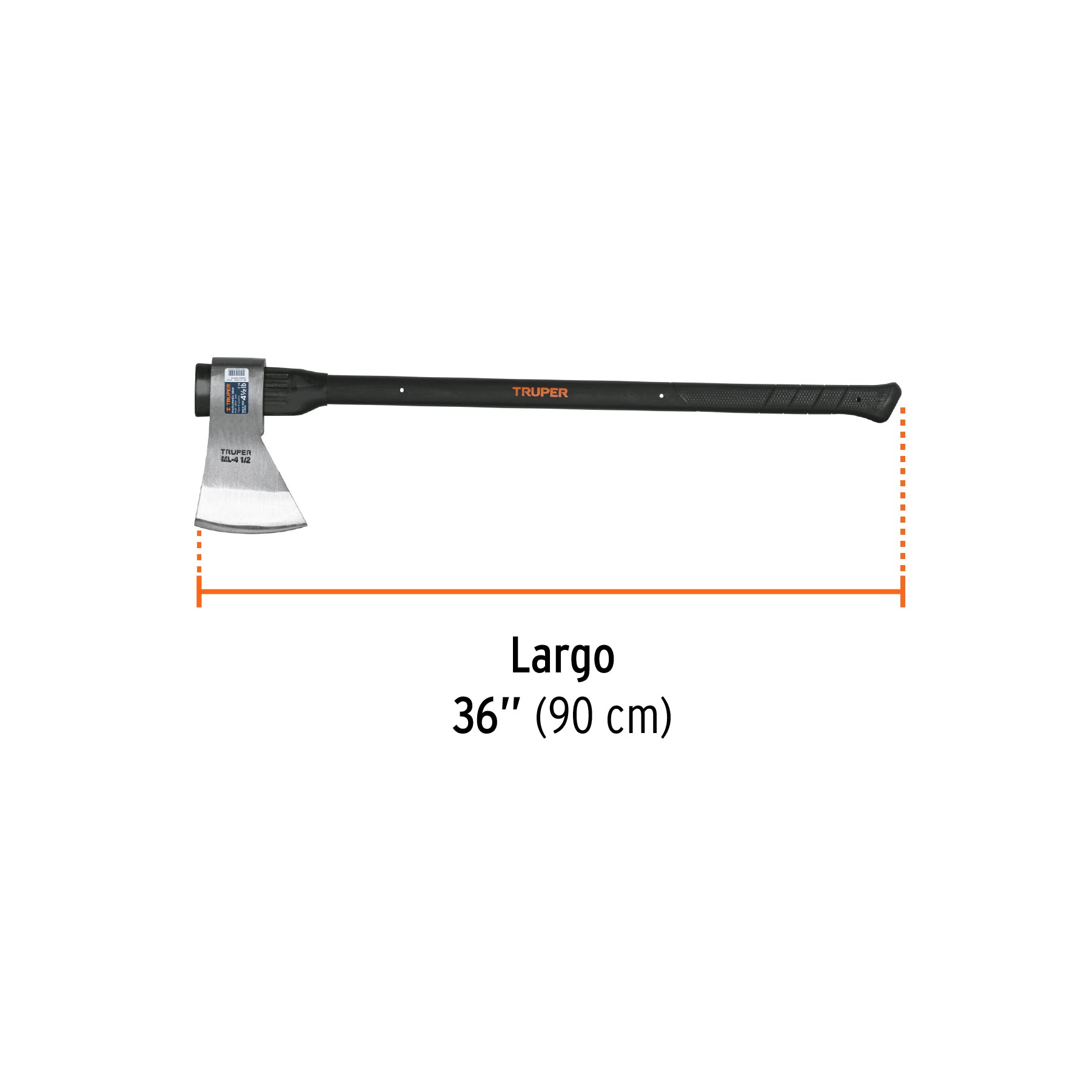 Hacha media labor 4-1/2 lb, mango fibra de vidrio 36",TRUPER