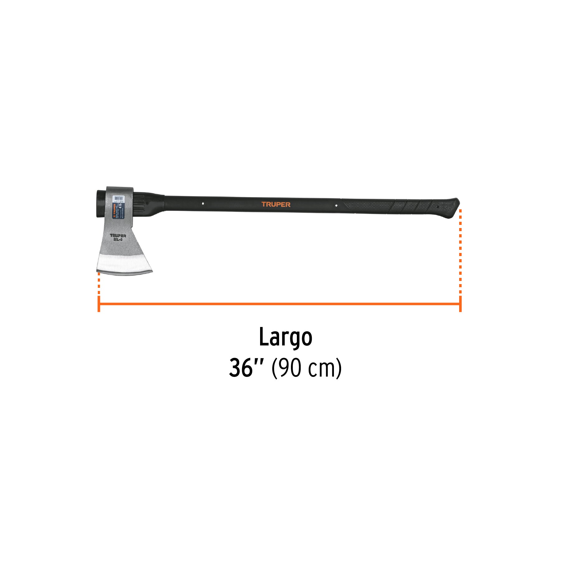 Hacha media labor 4 lb, mango de fibra de vidrio 36",TRUPER