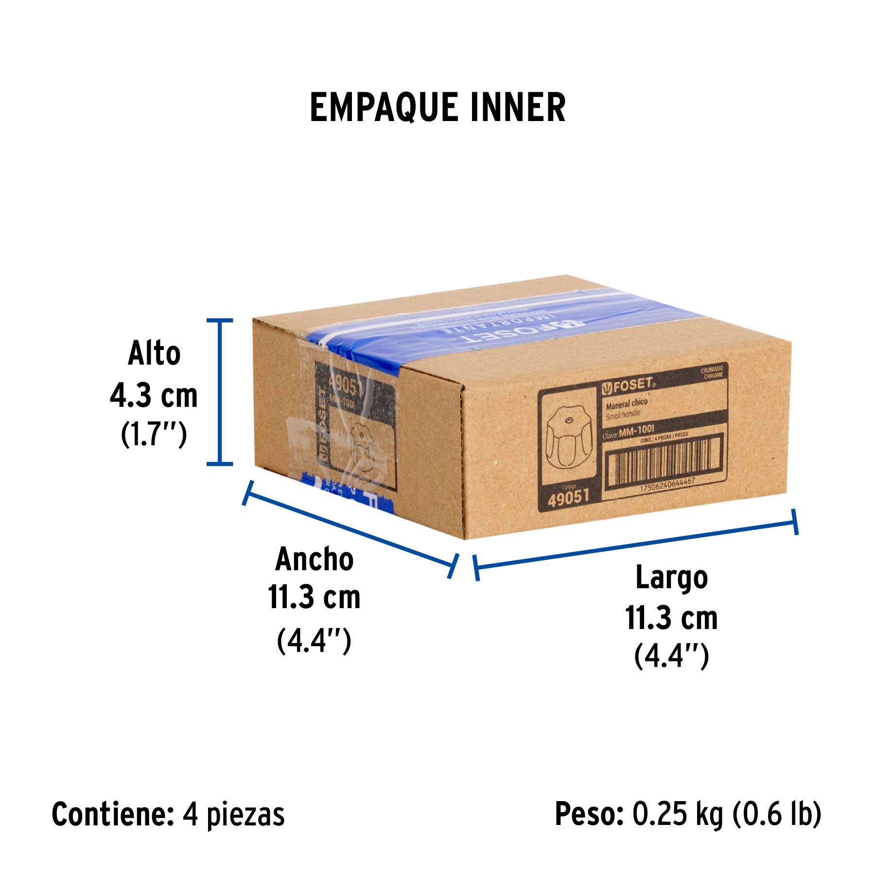 Maneral hexagonal metálico para lavabo y fregadero, BASIC - Empaque