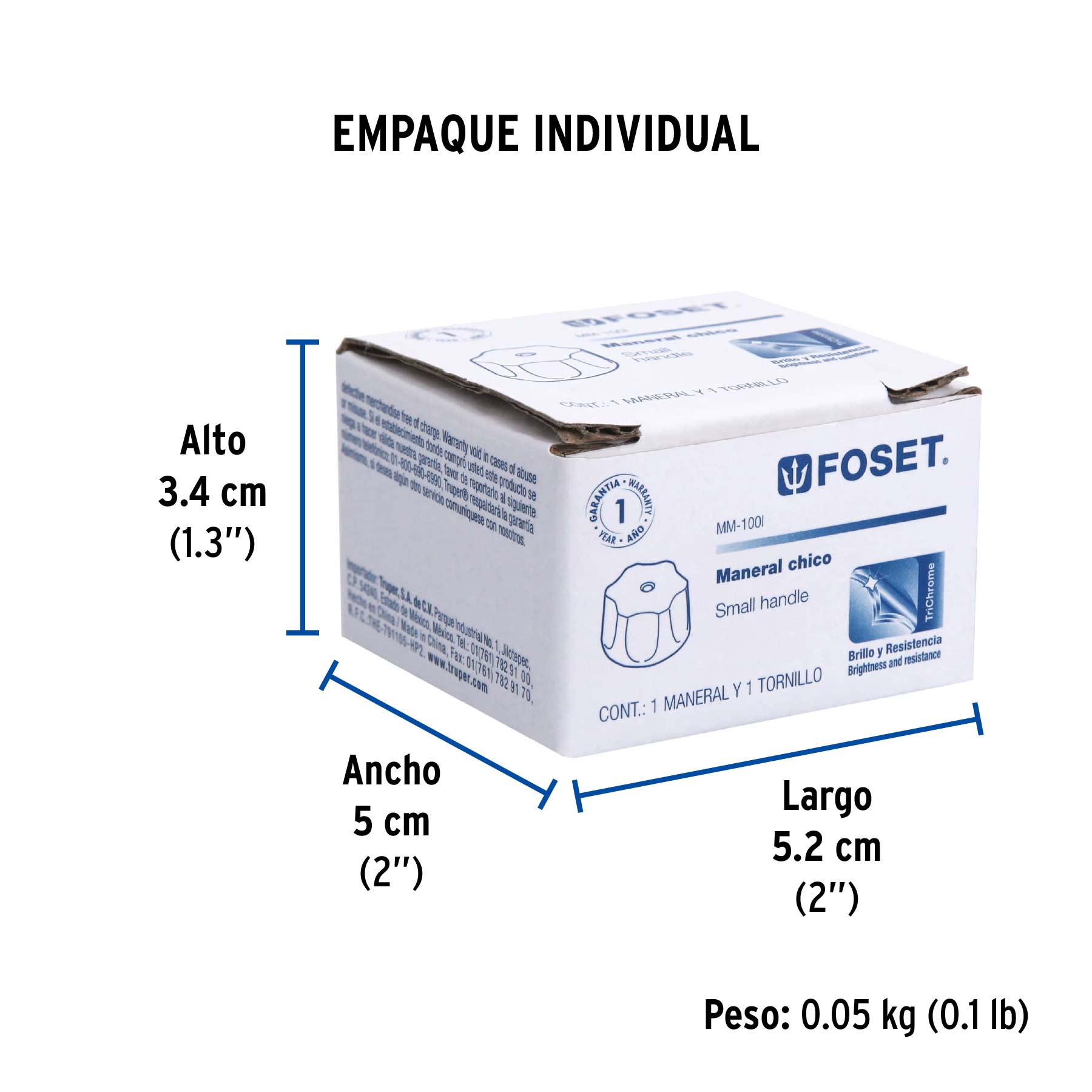 Maneral hexagonal metálico para lavabo y fregadero, BASIC - Empaque