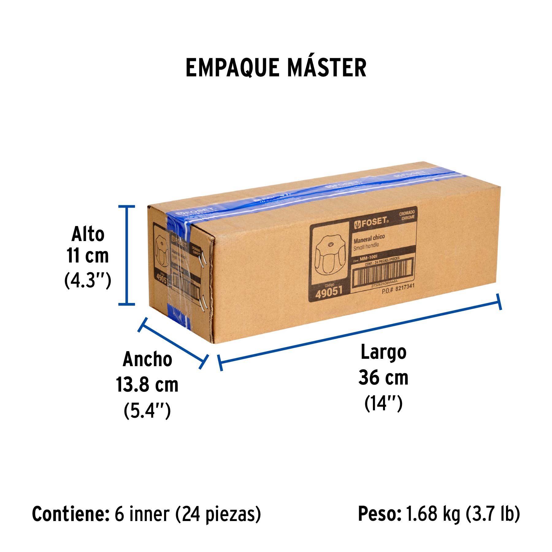 Maneral hexagonal metálico para lavabo y fregadero, BASIC - Empaque