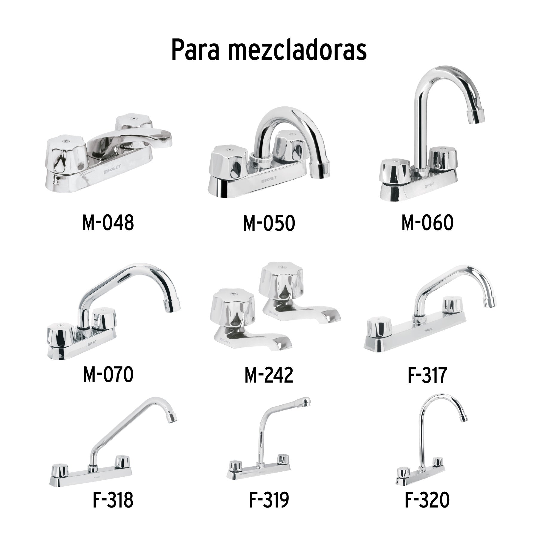 Juego de manerales hex metálicos p/lav-fregadero,cromo BASIC