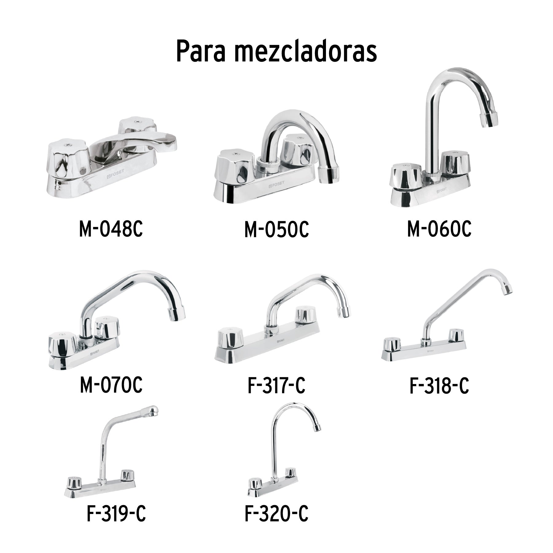 Juego de manerales hex metálicos p/lav-fregadero,cromo BASIC