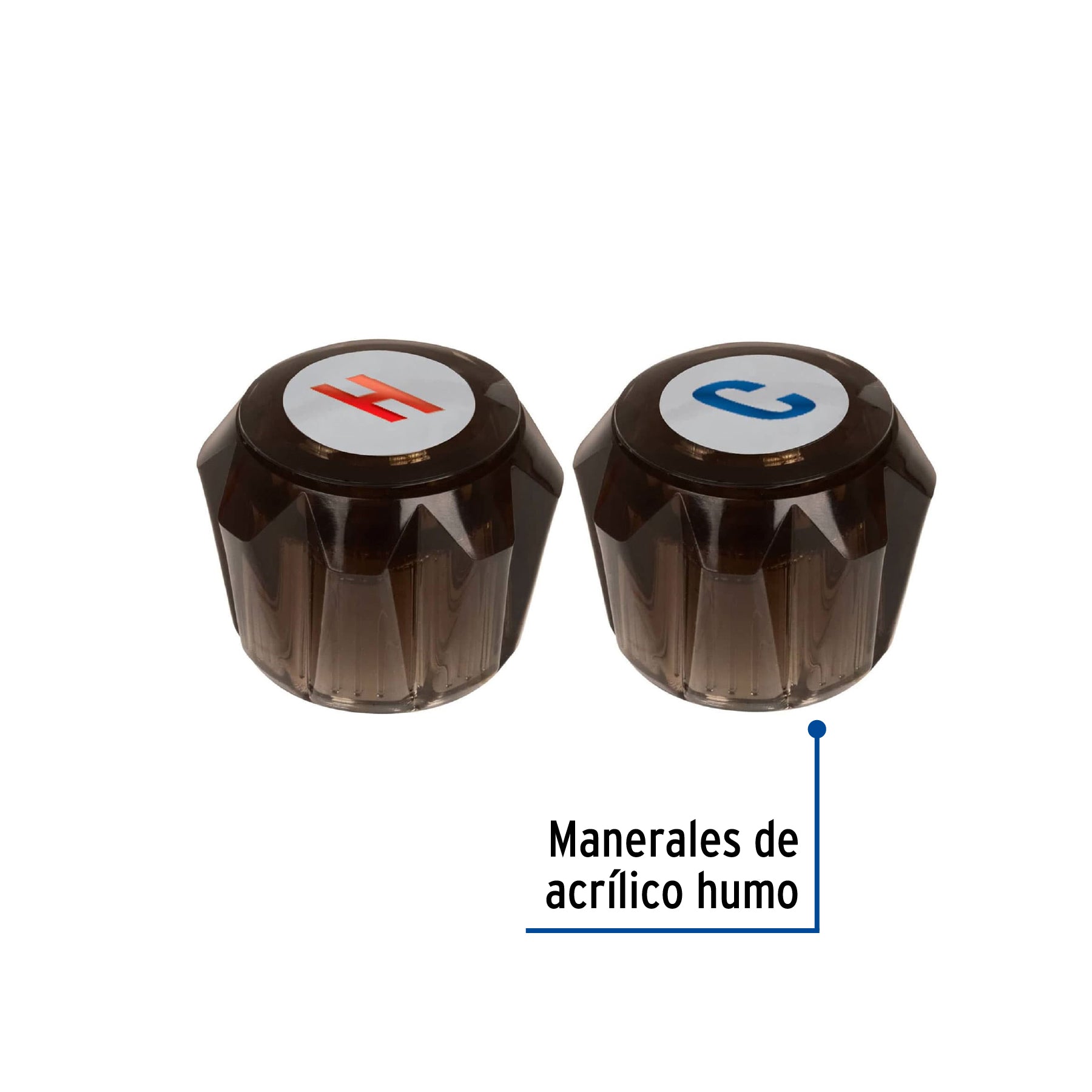 Juego 2 manerales acrílico humo p/lavabo y fregadero, BASIC