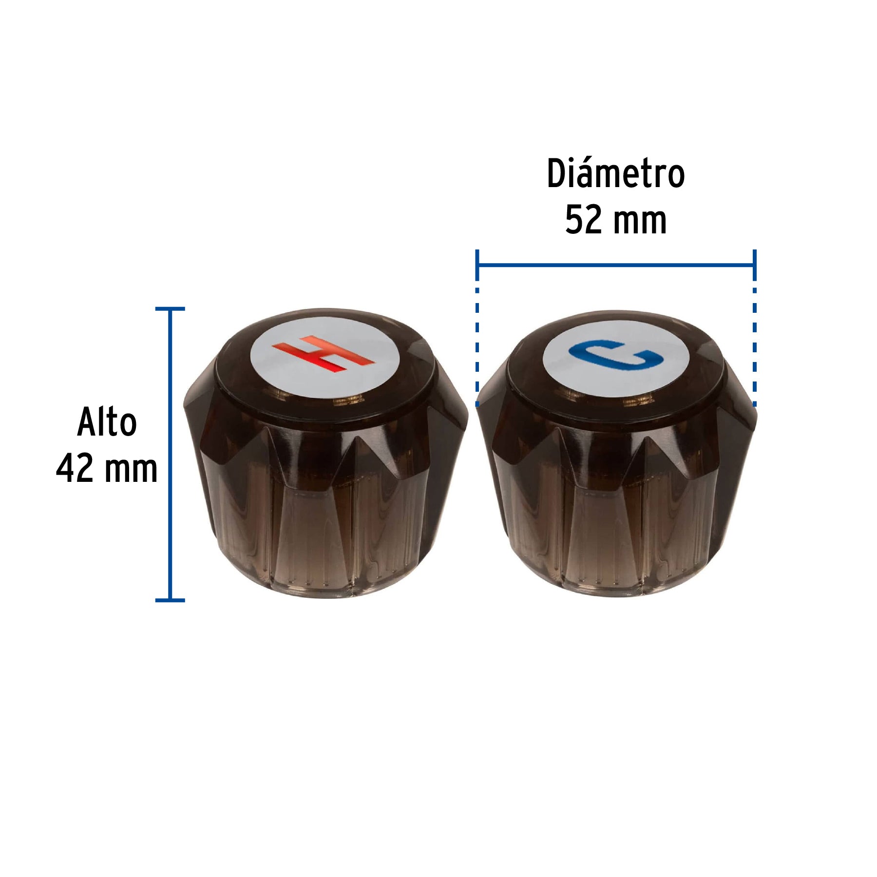 Juego 2 manerales acrílico humo p/lavabo y fregadero, BASIC