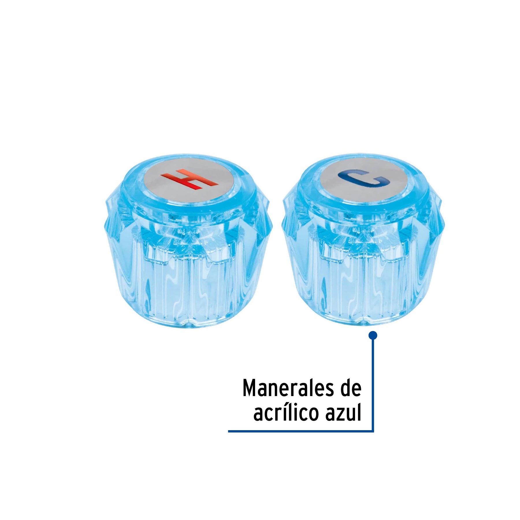 Juego 2 manerales acrílico azul p/lavabo y fregadero, BASIC