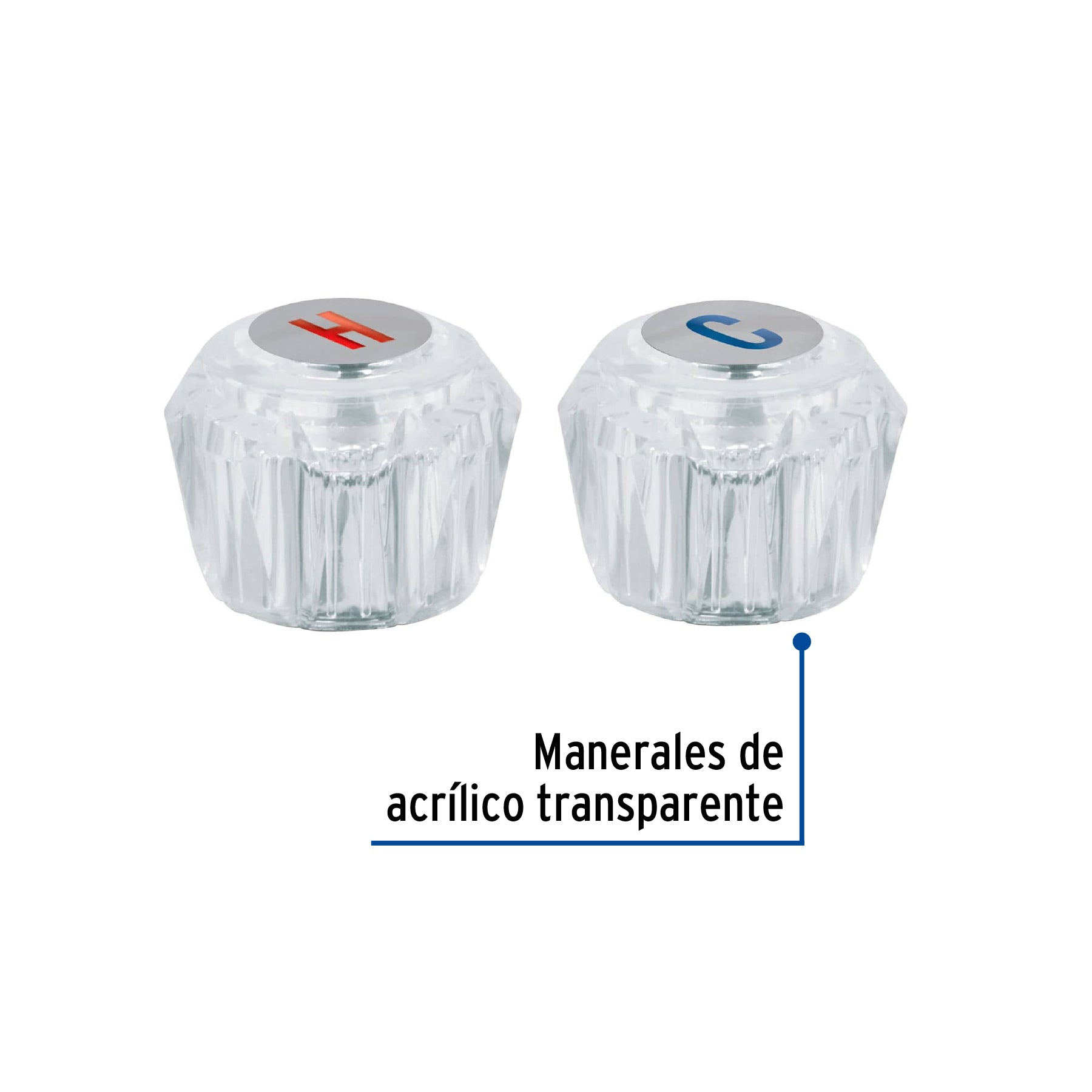 Juego 2 manerales acrílico trans p/lavabo y fregadero, BASIC