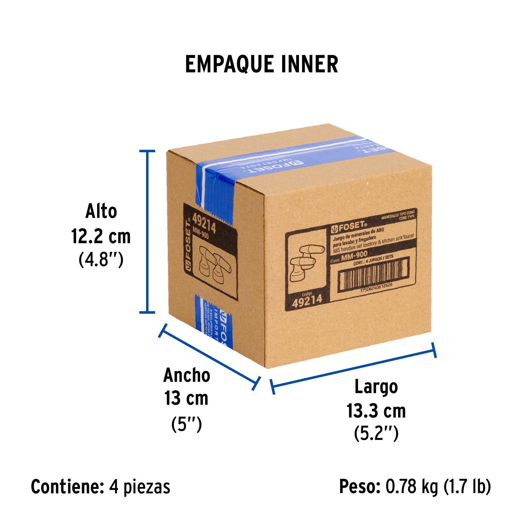 Juego de manerales cono p/lavabo-fregadero, cromo, BASIC - Empaque
