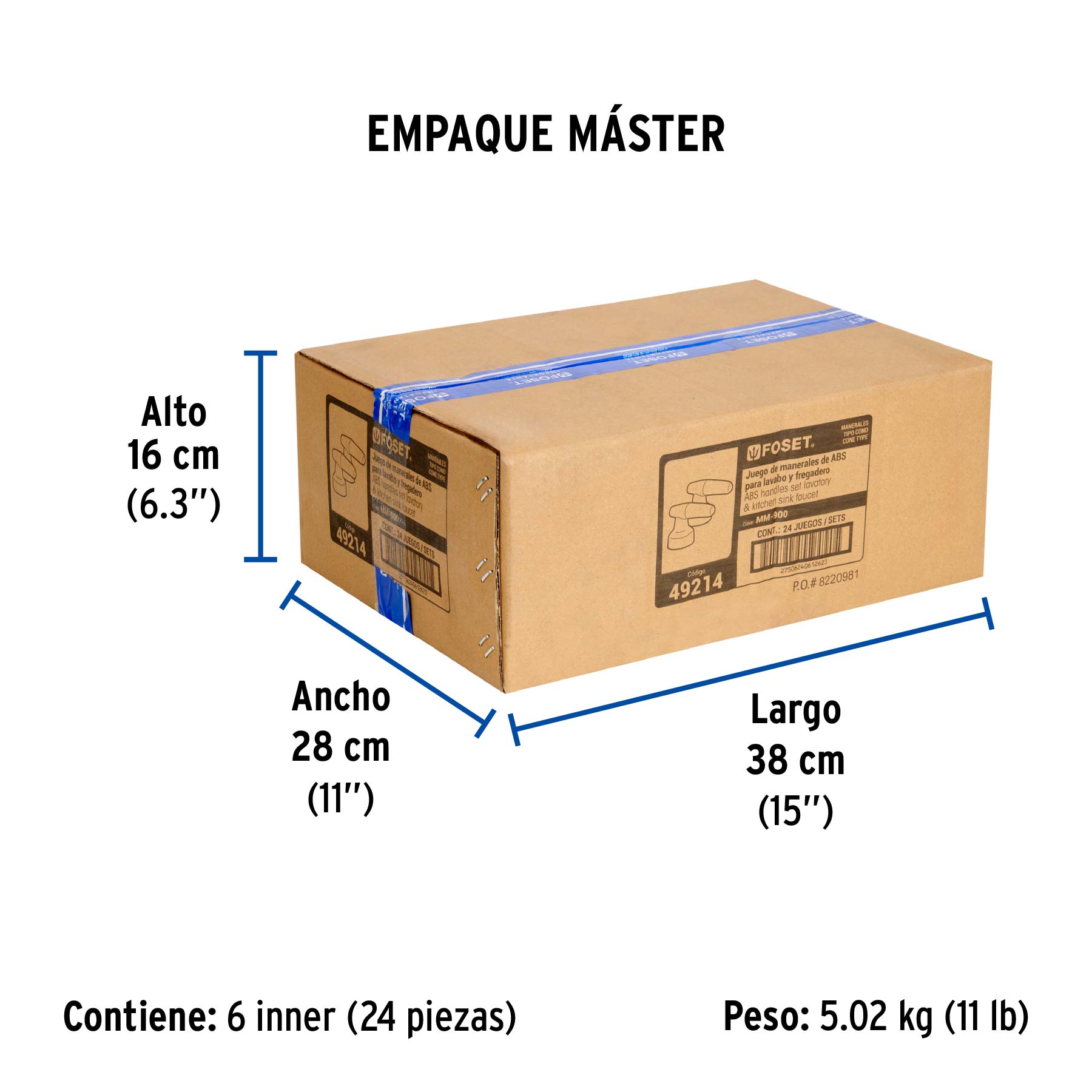 Juego de manerales cono p/lavabo-fregadero, cromo, BASIC - Empaque