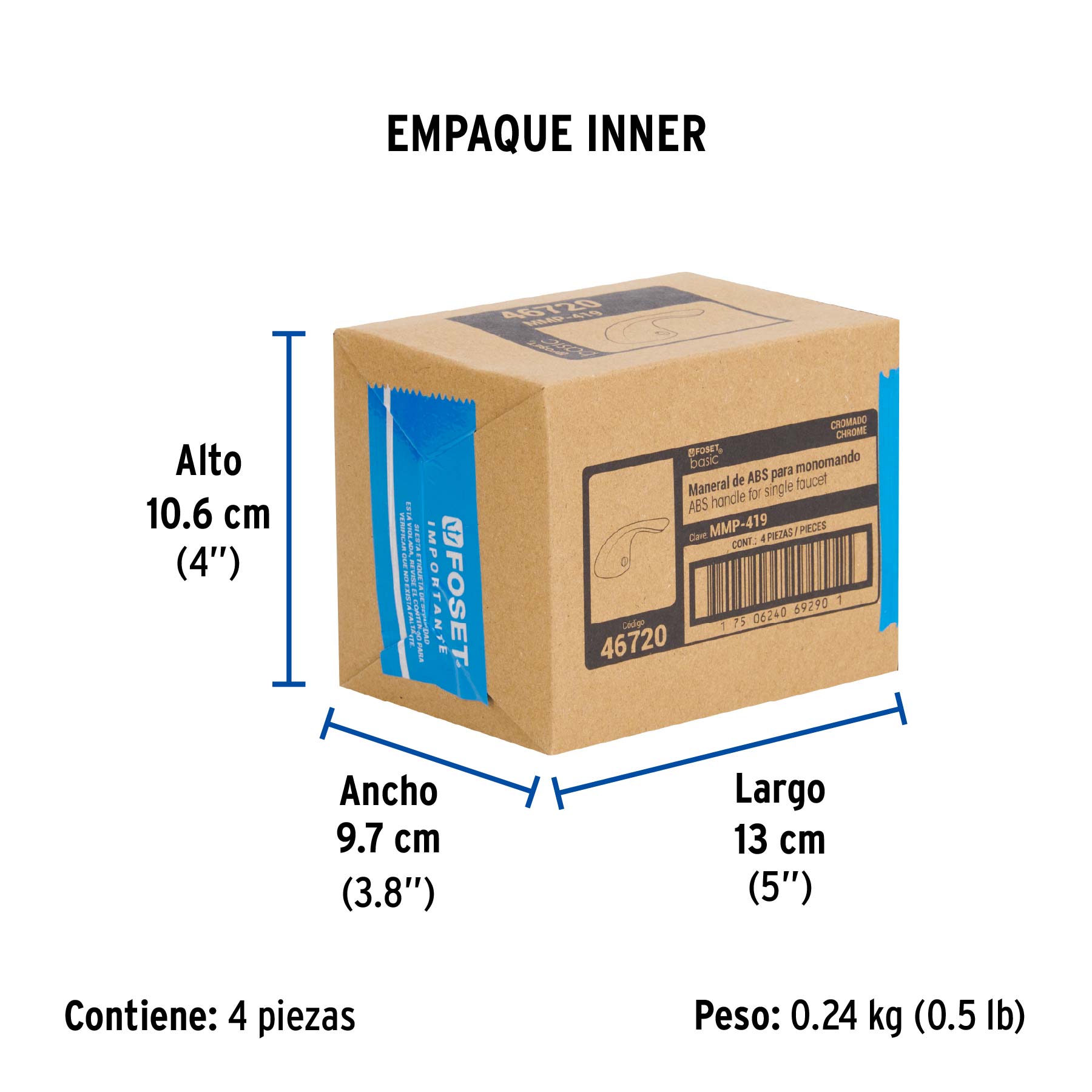 Maneral de palanca p/monomando lavabo MP-419, cromo, BASIC - Empaque