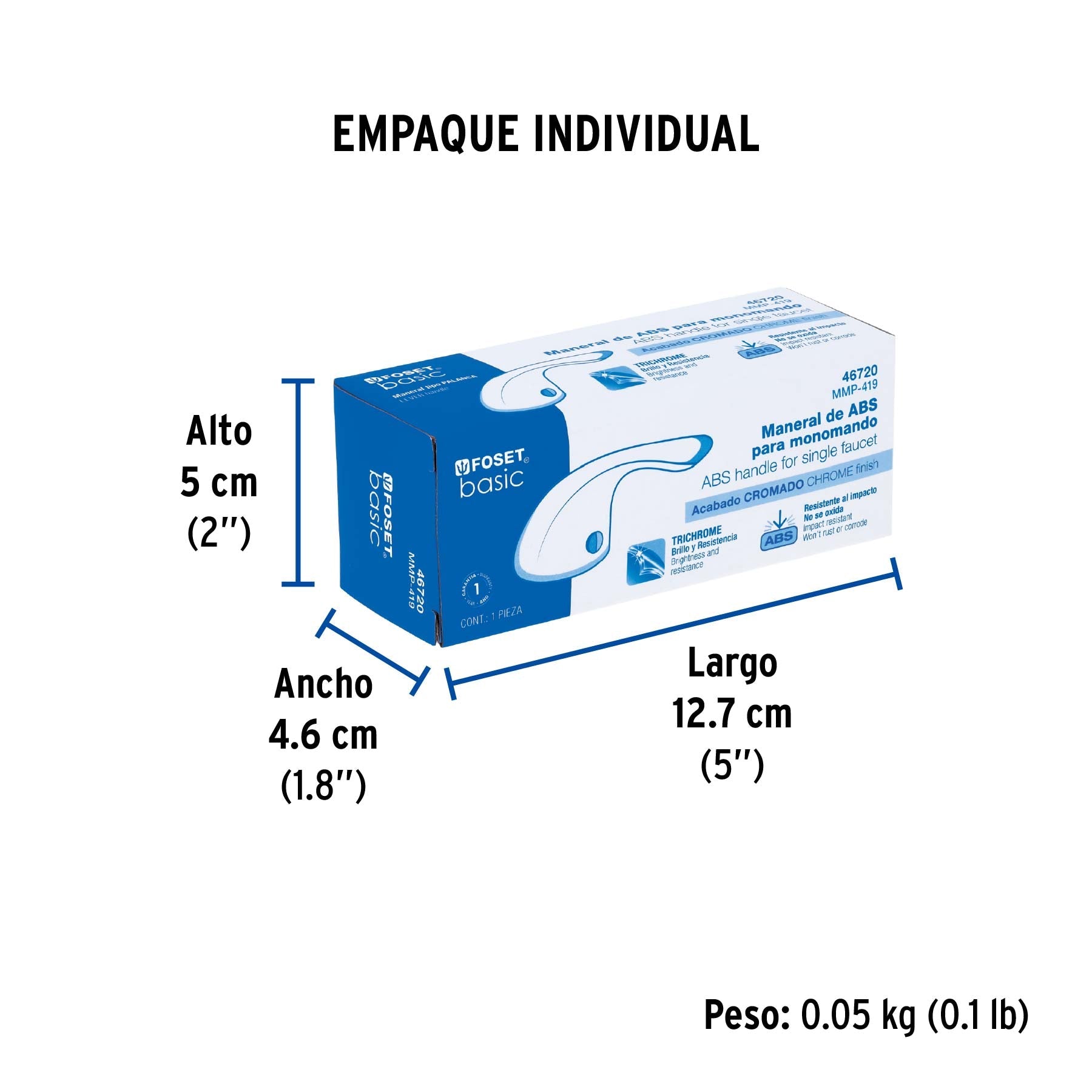Maneral de palanca p/monomando lavabo MP-419, cromo, BASIC - Empaque