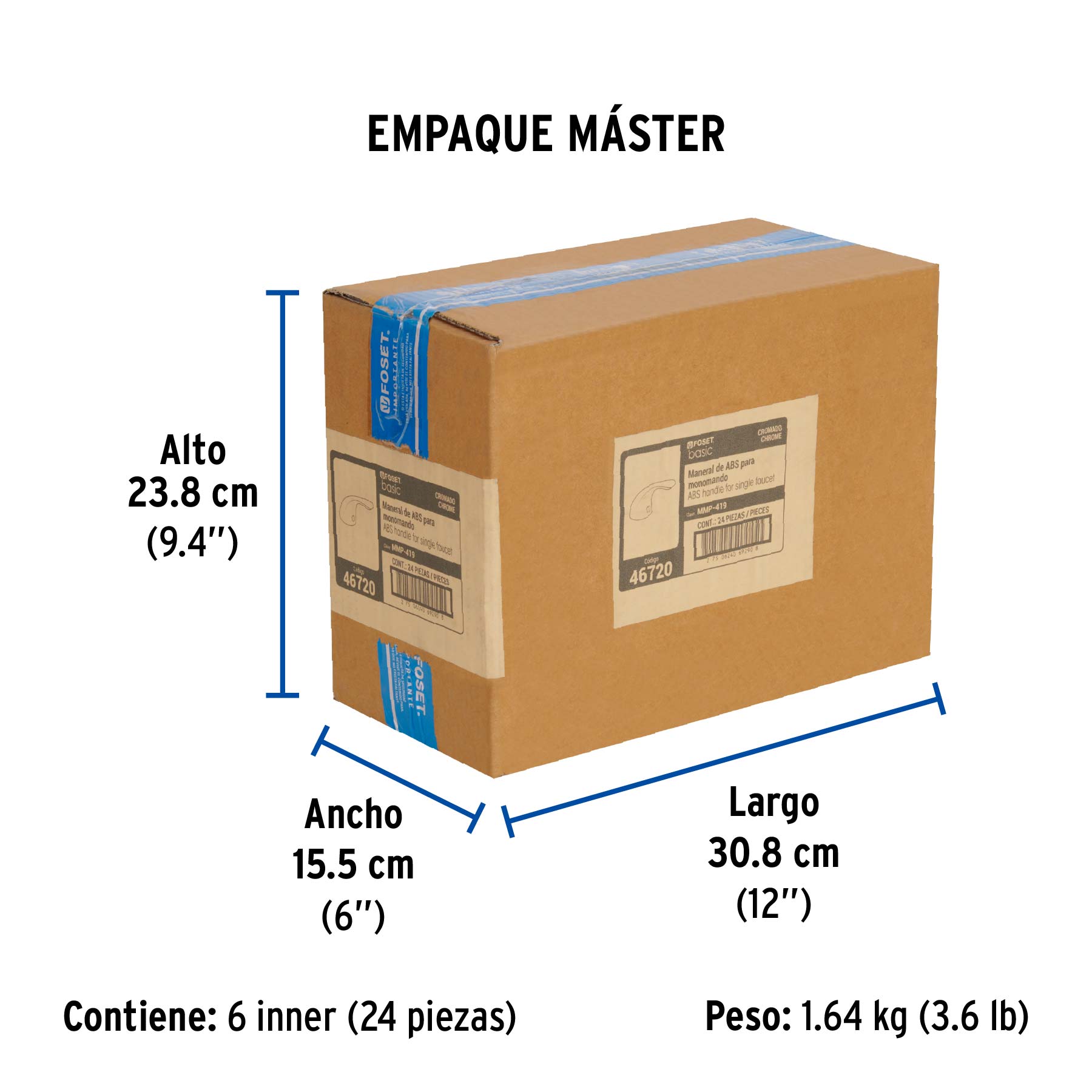 Maneral de palanca p/monomando lavabo MP-419, cromo, BASIC - Empaque
