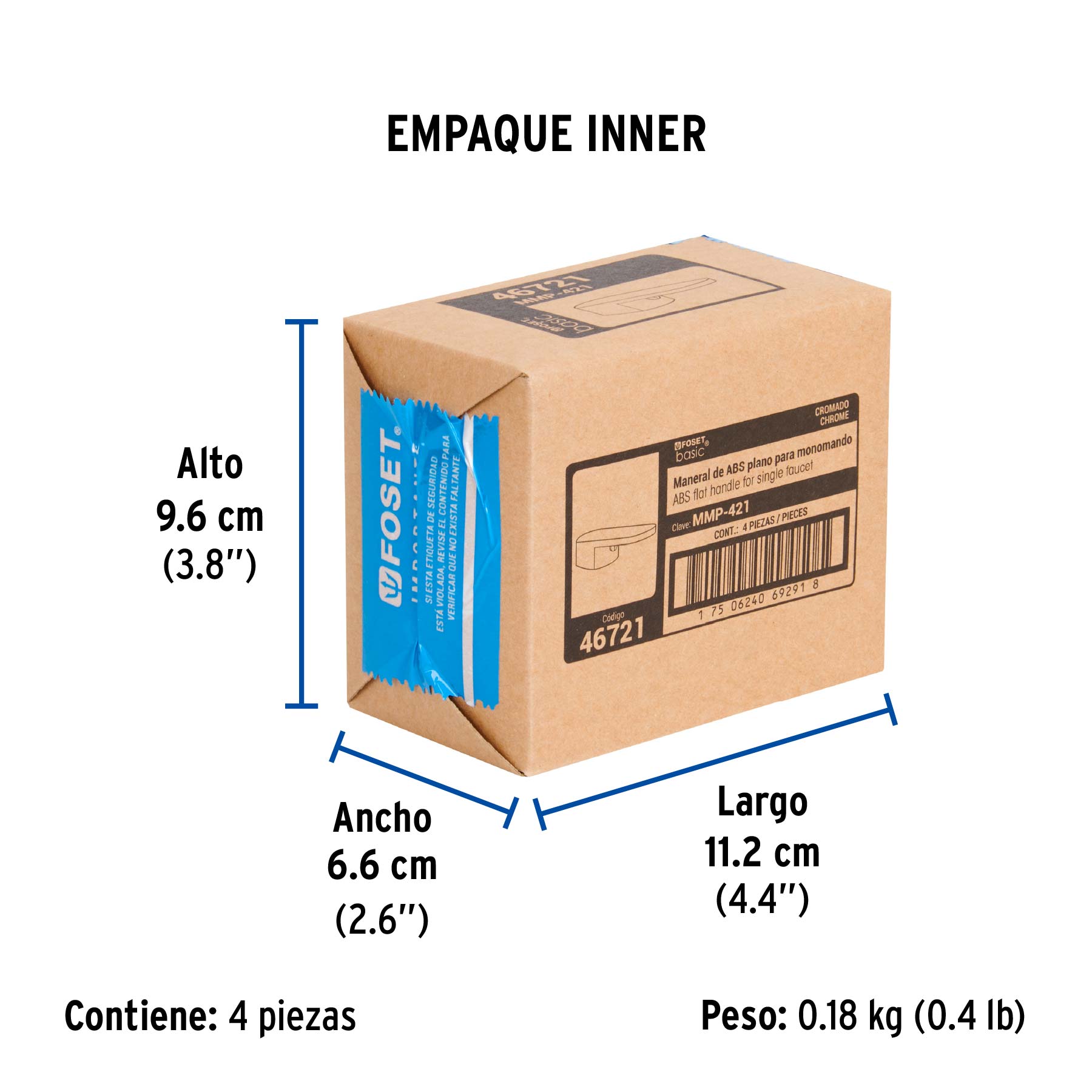 Maneral plano para monomando de lavabo, cromo, BASIC - Empaque