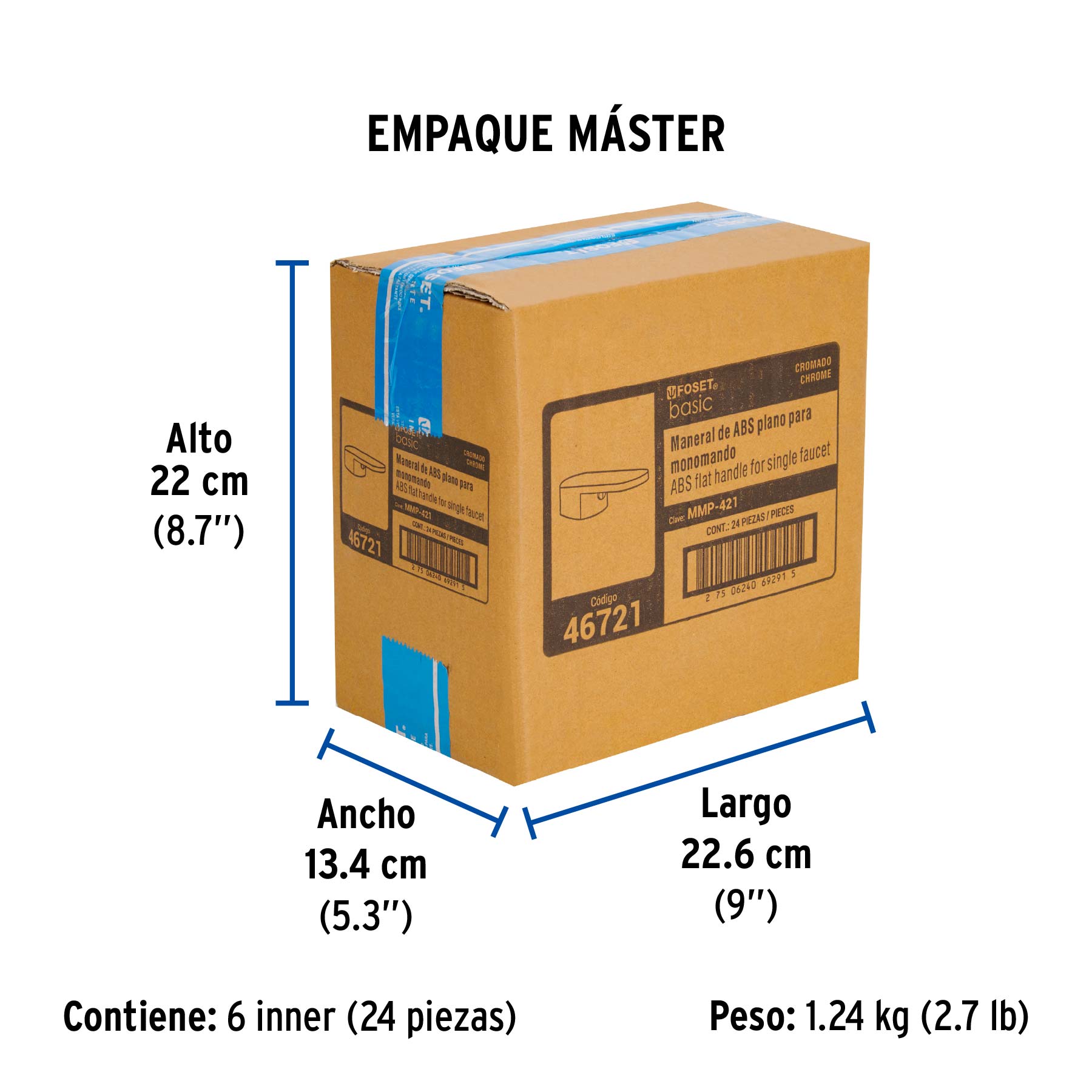 Maneral plano para monomando de lavabo, cromo, BASIC - Empaque