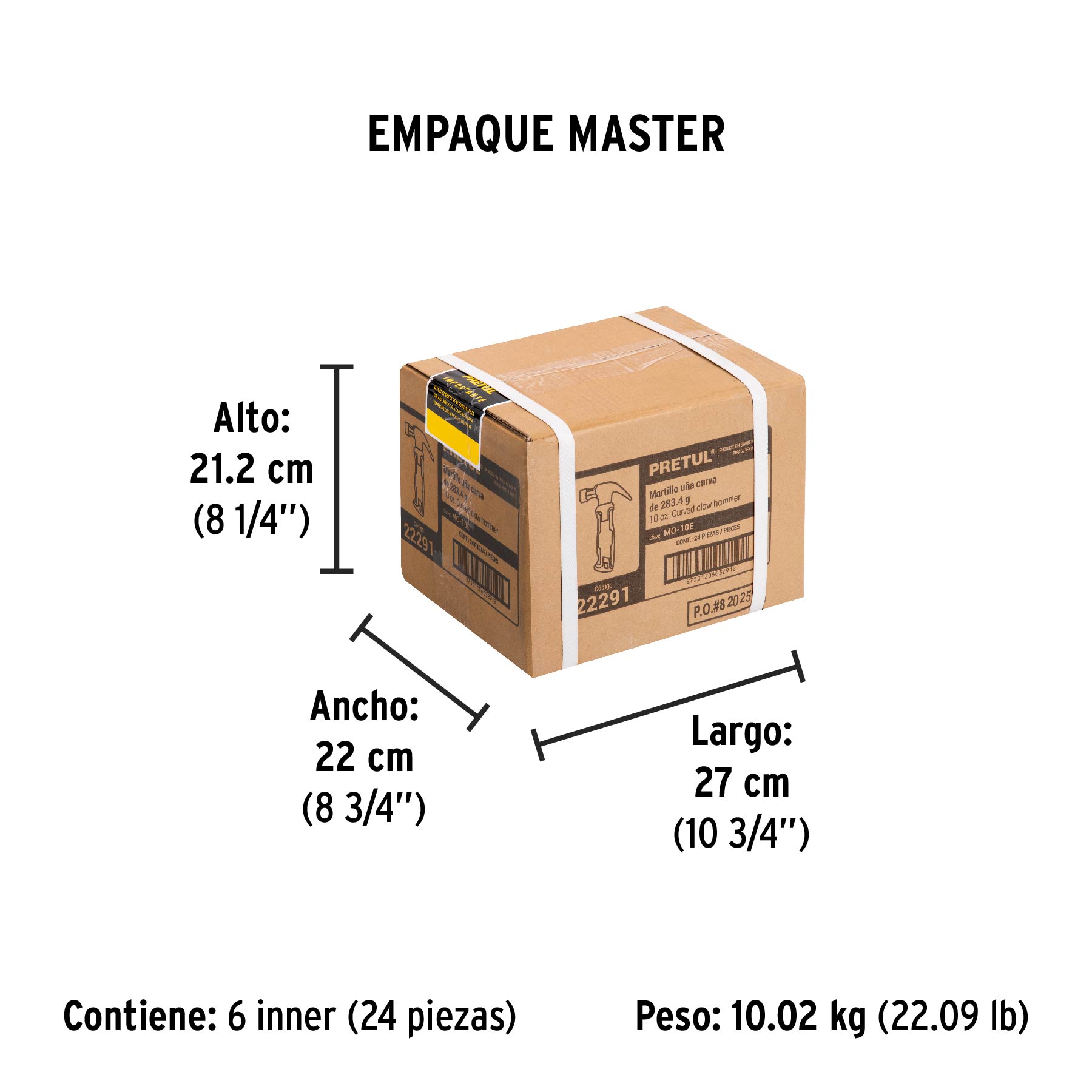 Martillo 10 oz, mango comfort grip, PRETUL - Empaque