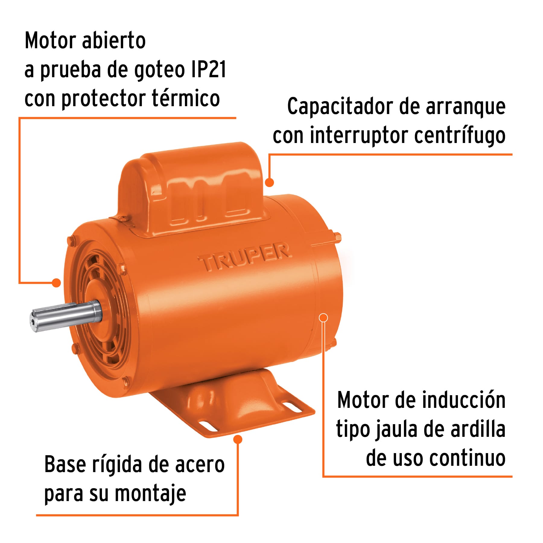 Motor eléctrico monofásico de 1/4 HP, alta velocidad, TRUPER
