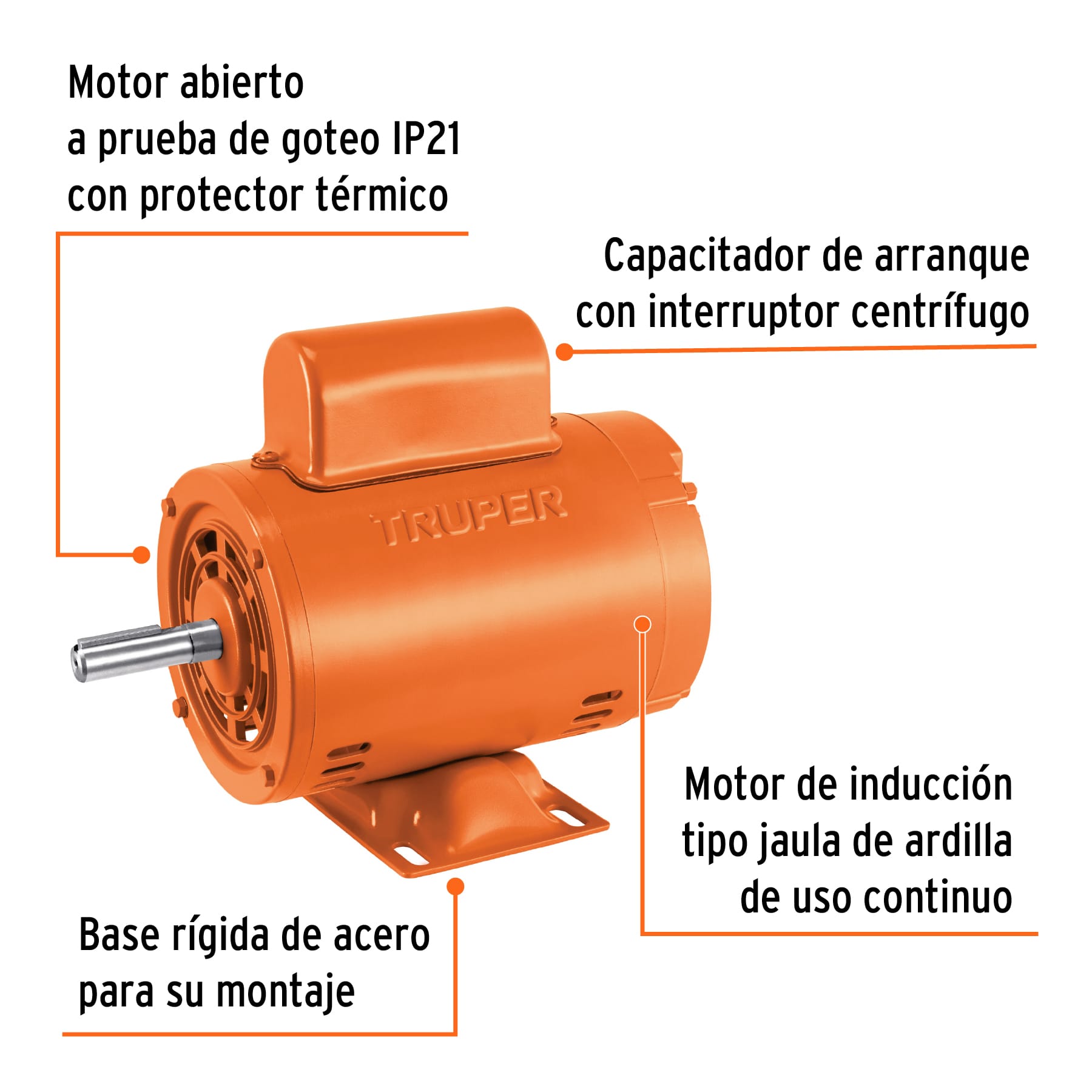 Motor eléctrico monofásico de 1/4 HP, baja velocidad, TRUPER