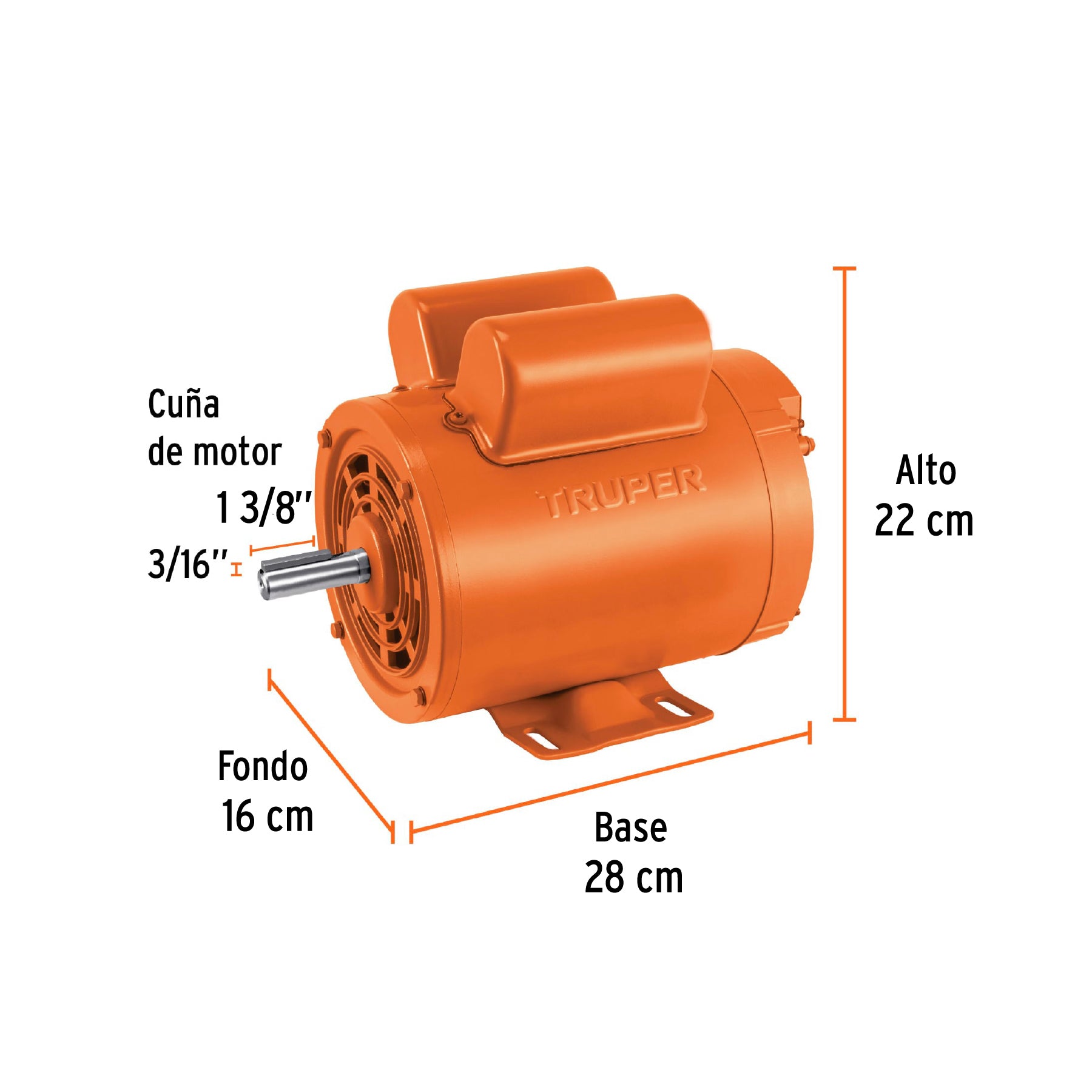 Motor eléctrico monofásico de 1 HP, baja velocidad, TRUPER