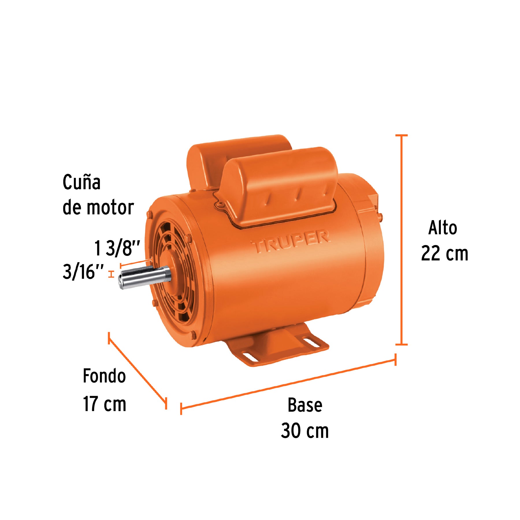 Motor eléctrico monofásico de 2 HP, alta velocidad, TRUPER