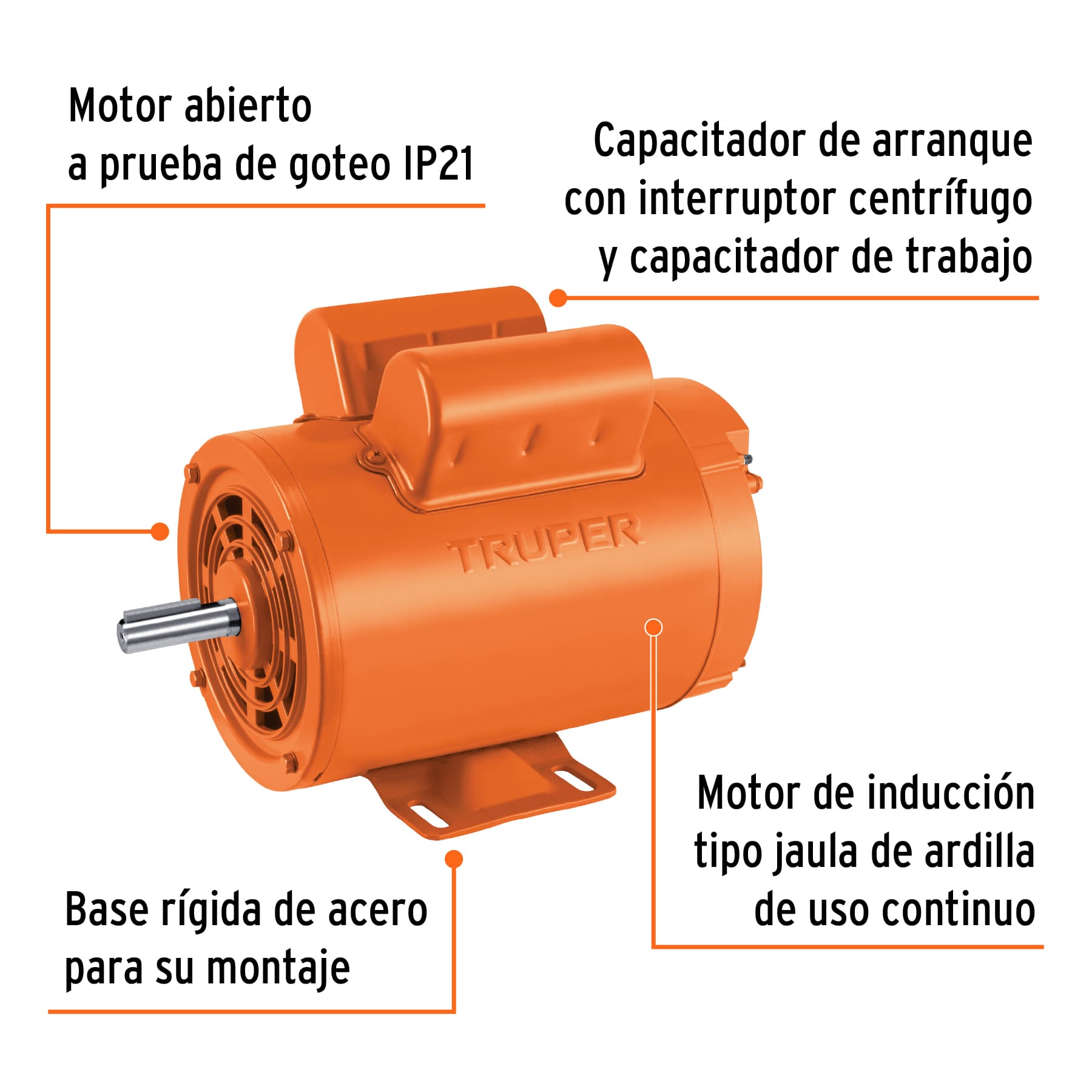 Motor eléctrico monofásico de 2 HP, alta velocidad, TRUPER